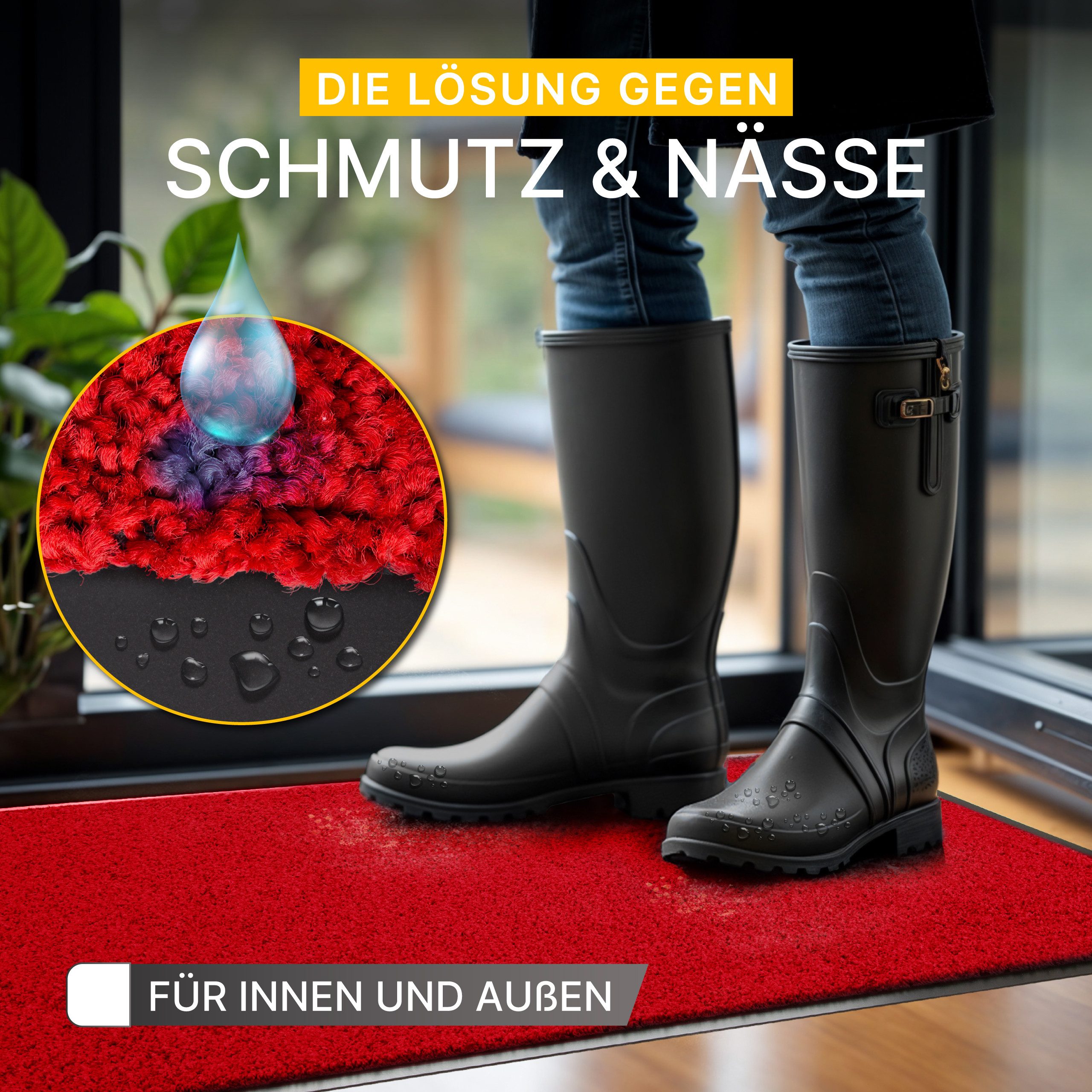 Entrando Fußmatte FIEL, Rechteckig, Höhe: 7 mm, Schmutzfangmatte Innen & Außen waschbar rutschfest dünn saugstark