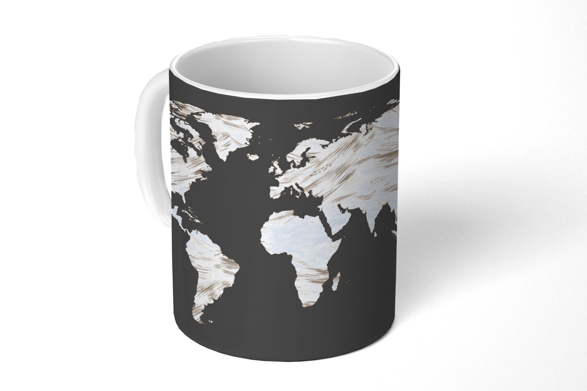 MuchoWow Tasse Weltkarte - Farbe - weiß, Keramik, Kaffeetassen, Teetasse, Becher, Teetasse, Geschenk