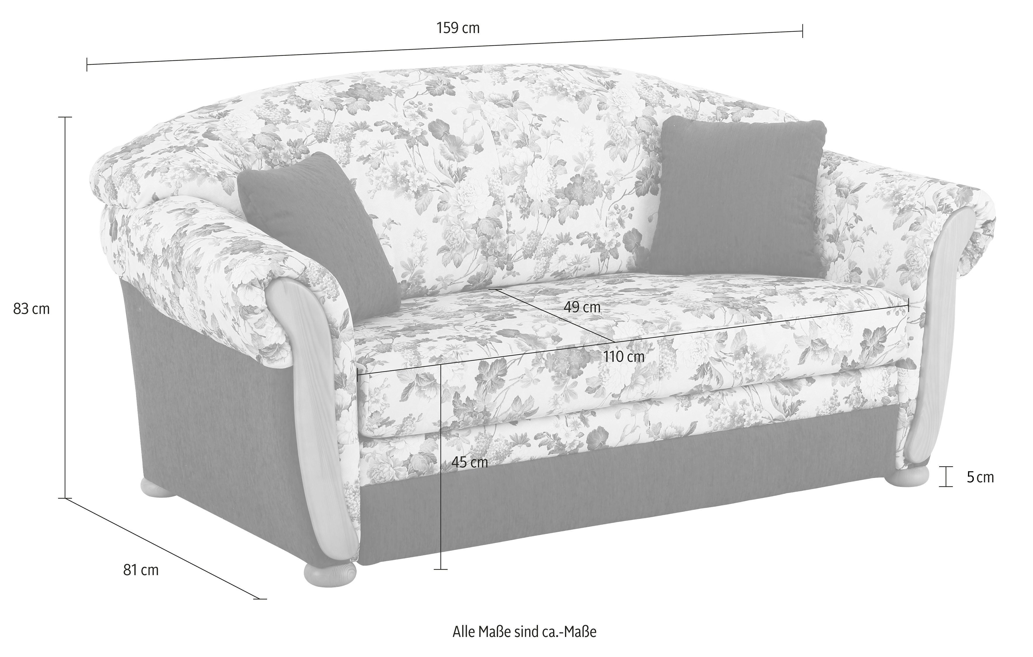 Home affaire 2-Sitzer Milano, bequem durch Federkern, kompakte Stellmaße: Breite 159cm