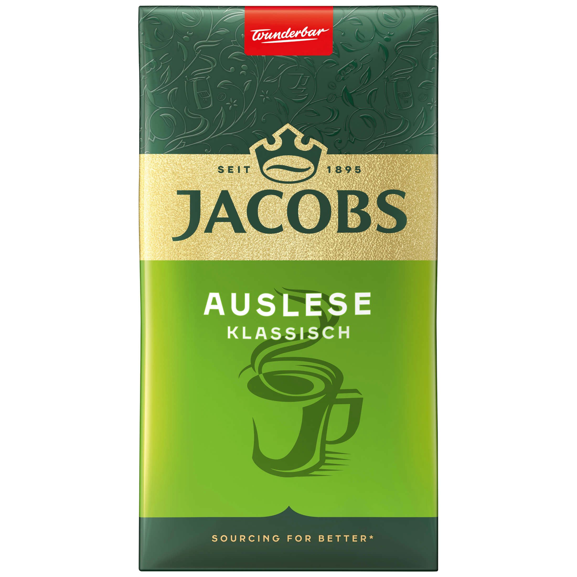 JACOBS Kaffee Filterkaffee Auslese Klassisch gemahlener Röstkaffee 12 x 500 g, (Packung, 12er Pack)
