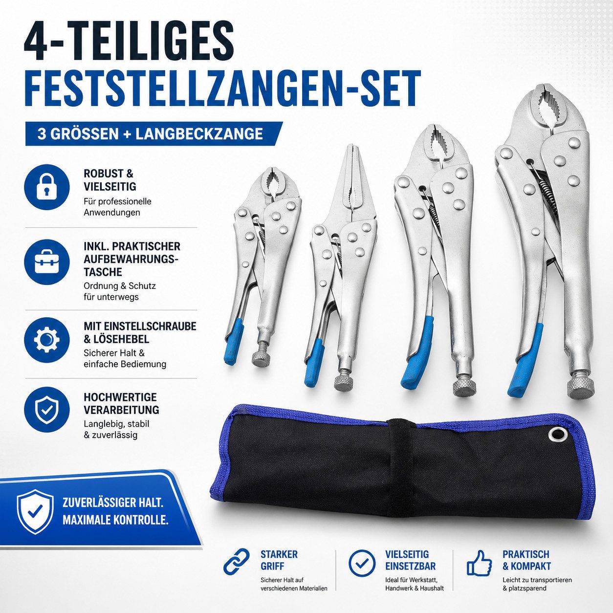 Bituxx Gripzange Feststellzangen Set 4 tlg., Set 4-tlg., MS-19219 – Bild 2 von 4