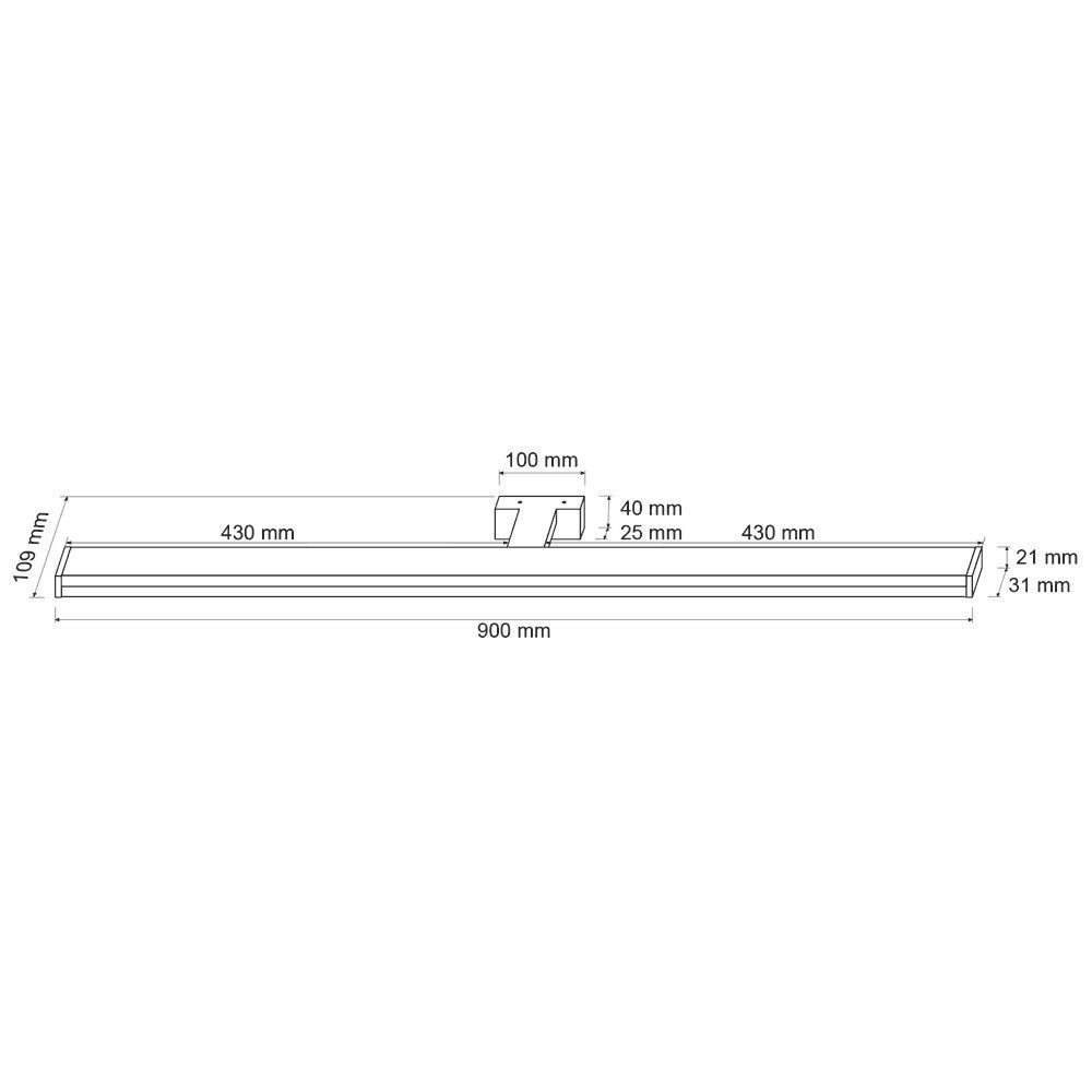 SEBSON Spiegelleuchte LED Spiegellampe Bad 90cm IP44 Wandlampe 15W 1300lm 4000K 900x109x40mm, LED integriert, Wandmontage, 110° Abstrahlwinkel, einfach Montage – Bild 3 von 5