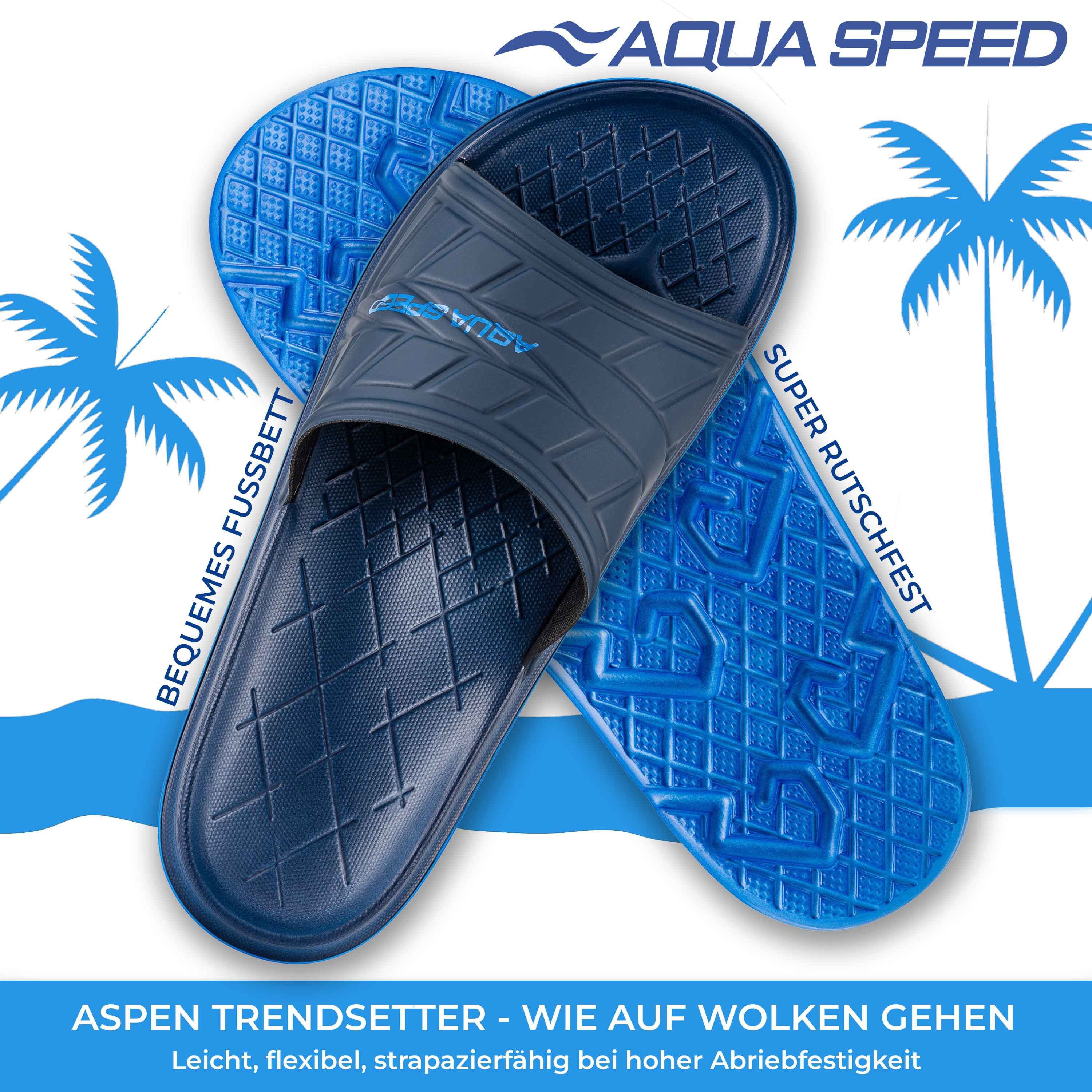 Aqua Speed ASPEN Badelatschen + kl. Fasertuch Duschsandalen Badeschlappen Badepantolette