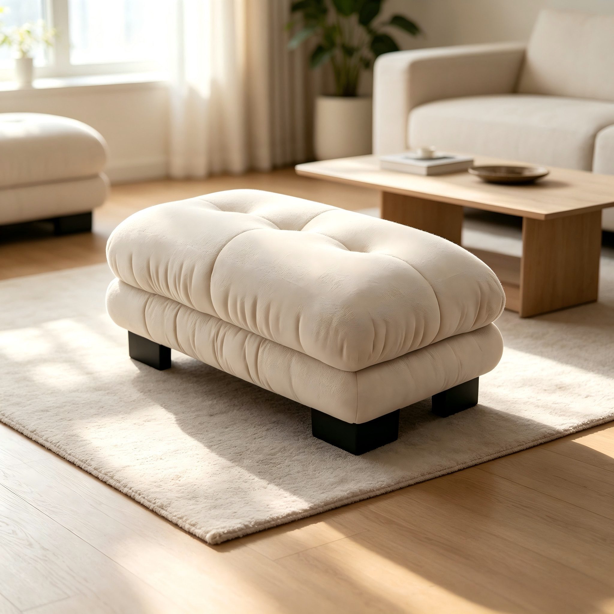 BlingBin Polsterhocker 112x68cm Fußhocker Hocker Fußbank Fußstütze aus Chenille (1 Stück, 1 St., 112B x 68T x 52H cm), Ottoman mit pflegeleichter Stoffbezug, passend zum Big Sofa
