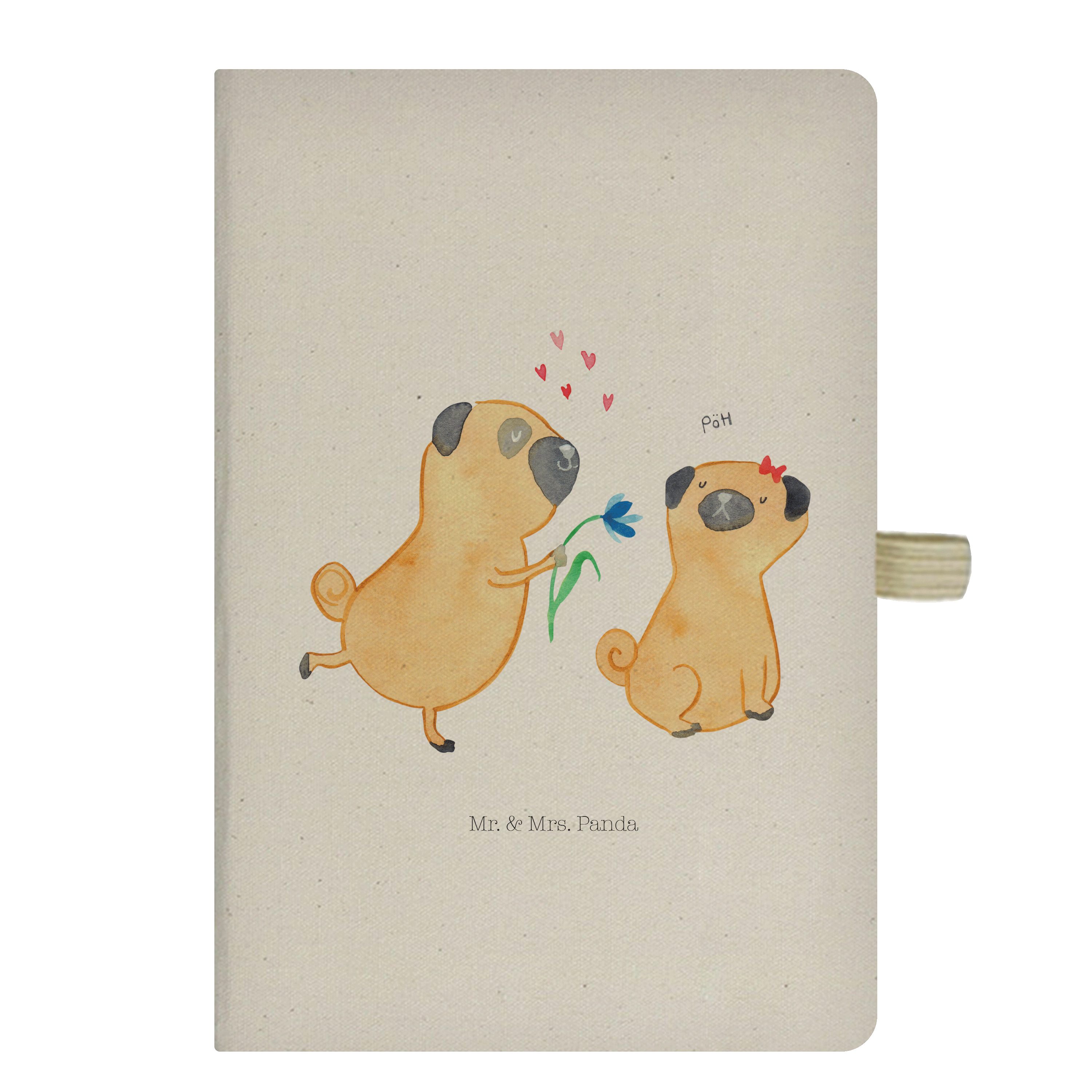 - Panda Mr. Mops Mrs. - verliebt & Tierliebhaber, Geschenk, Transparent Notizbuch Möpse Journal,