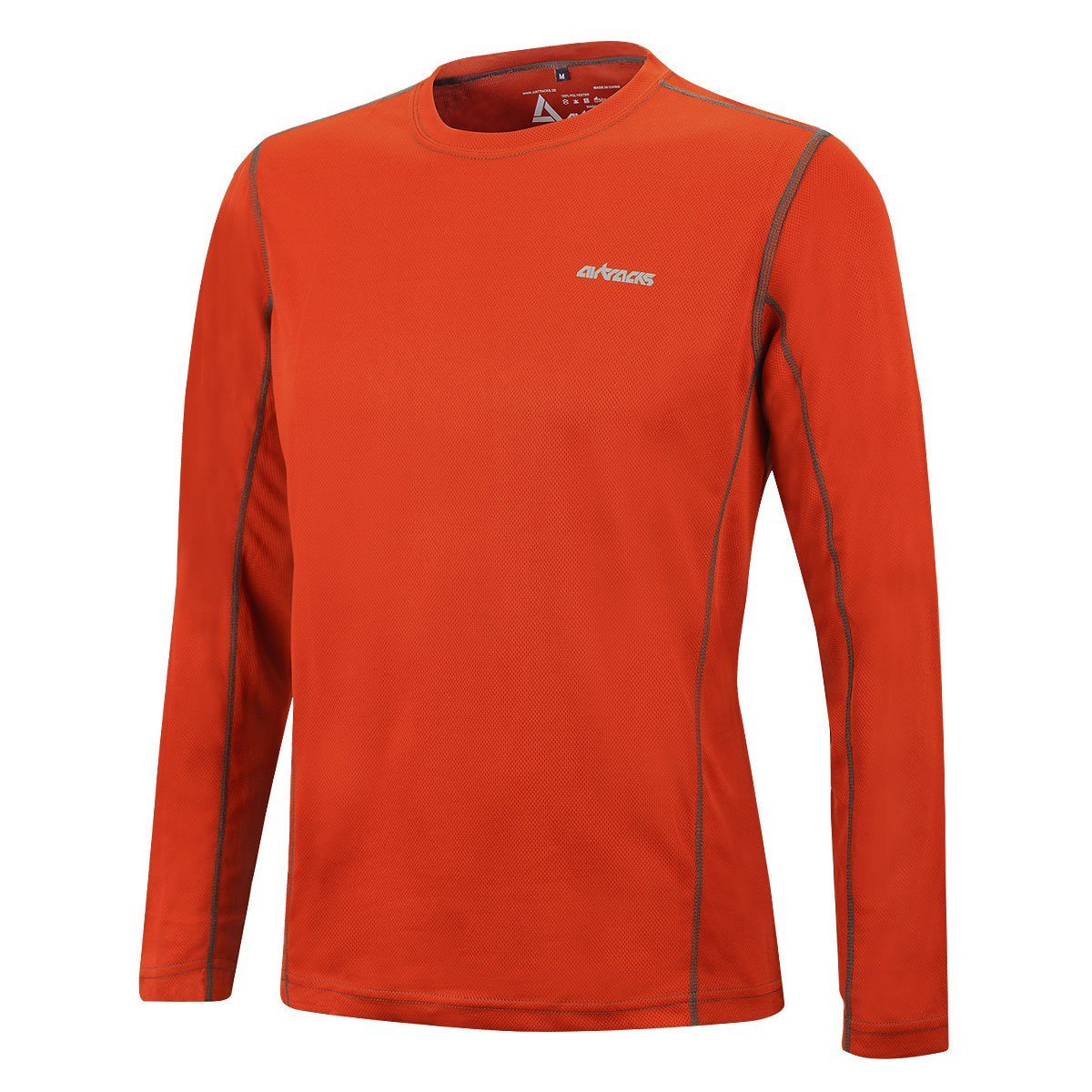 Airtracks Laufshirt Herren Laufshirt Langarm Pro Air Funktionsshirt mit optimalem Tragekomfort, Atmungsaktiv & Quick Dry Funktion, < S M L XL XXL XXXL > orange