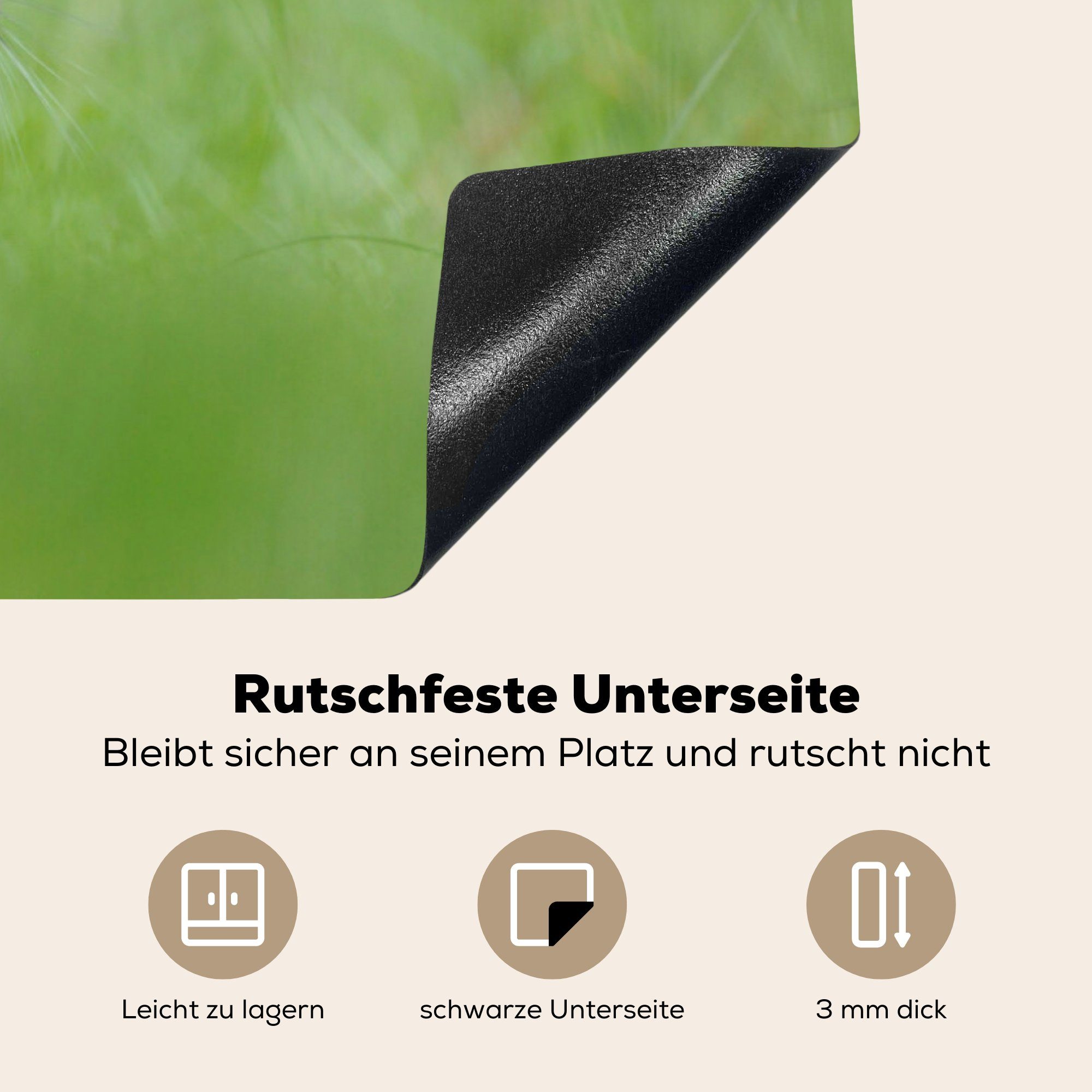 MuchoWow Herdblende-/Abdeckplatte Vinyl, (1 Wild, Induktionskochfeld - Ceranfeldabdeckung die tlg), - Kaninchen Gras 81x52 cm, küche, für Schutz