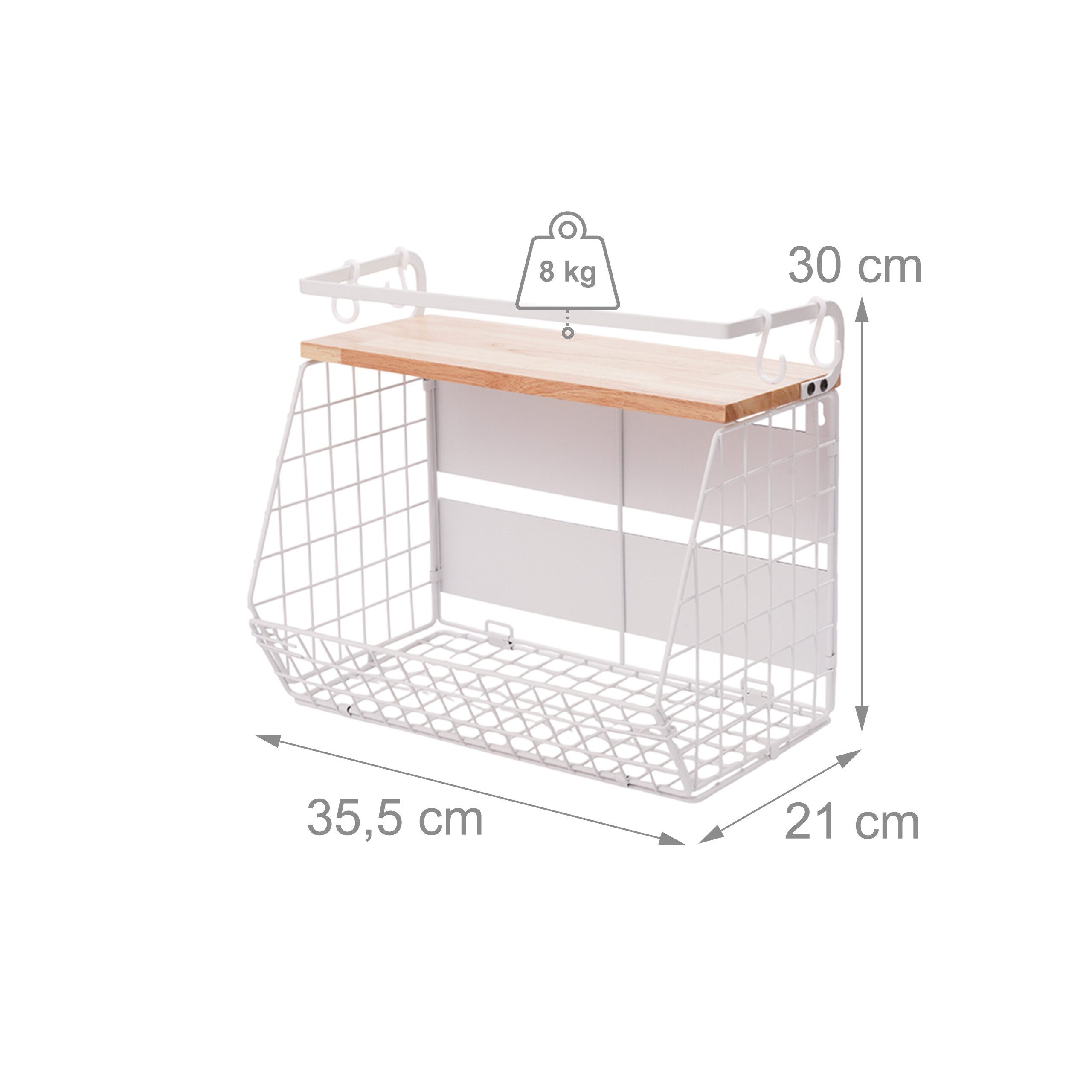 relaxdays Obstschale Obstkorb Wandregal magnetisch 2er Set, Eisen, (2-tlg), C – Bild 4 von 5