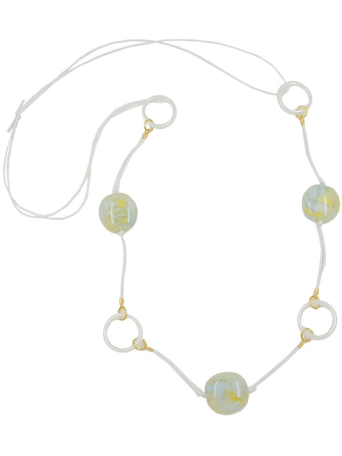 Gallay Perlenkette Kette Nugget gelb-blau-transparent (1-tlg)