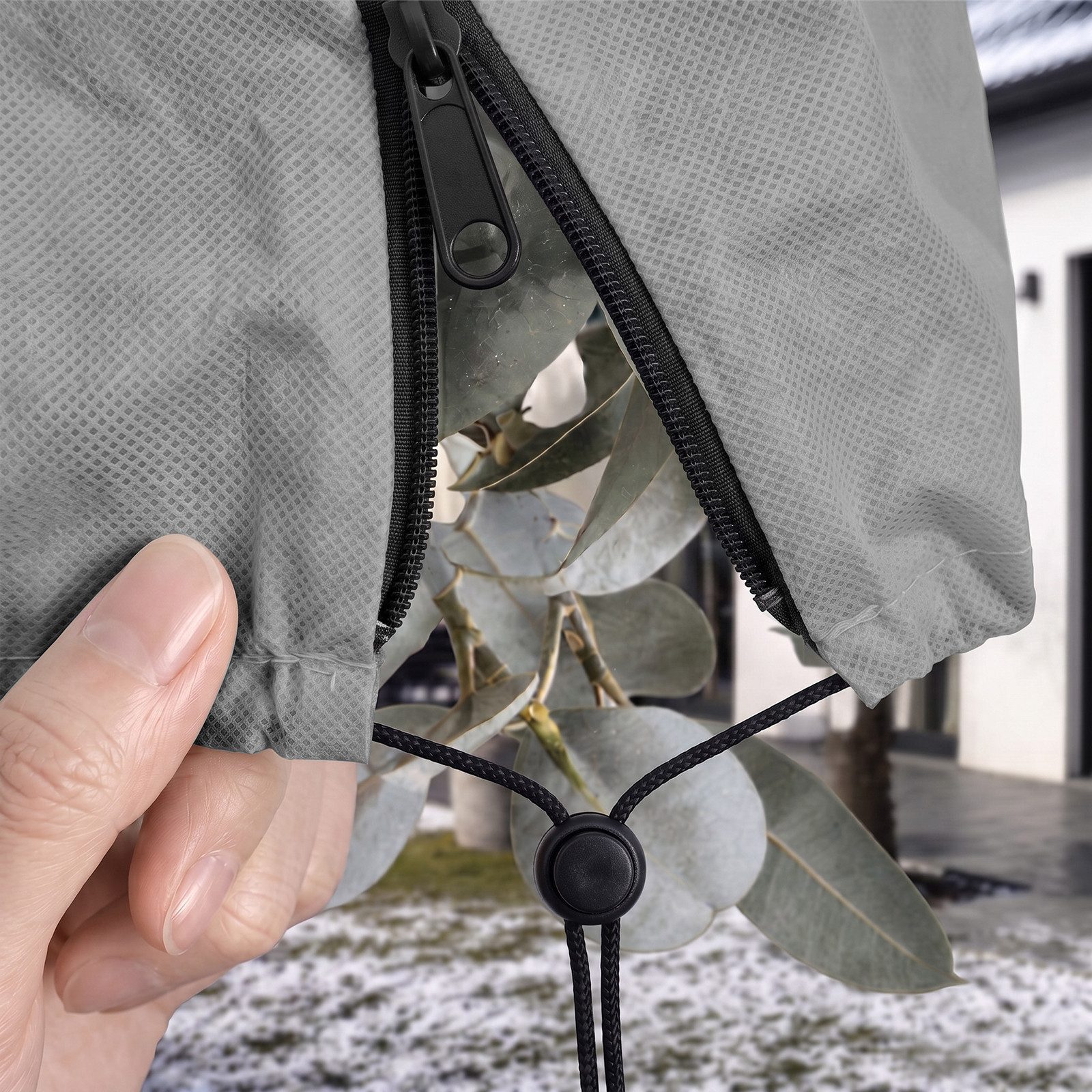 Sekey Winterschutzhaube Winterschutz Frostschutz für Kübelpflanzen mit Reißverschluss Zugband (2-St), 60 x 80cm, Für Kübelpflanzen und Sträucher – Garten, Balko – Bild 3 von 5
