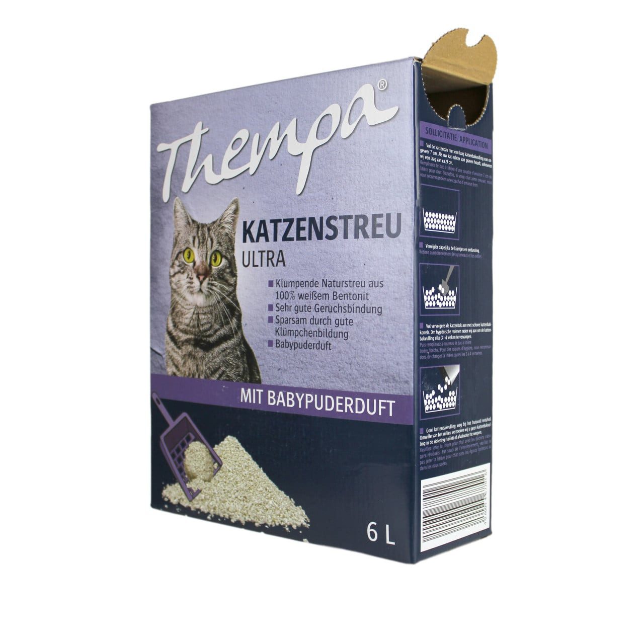 Thempa Katzenstreu Thempa Katzenstreu Ultra mit Babypuderduft 6 L