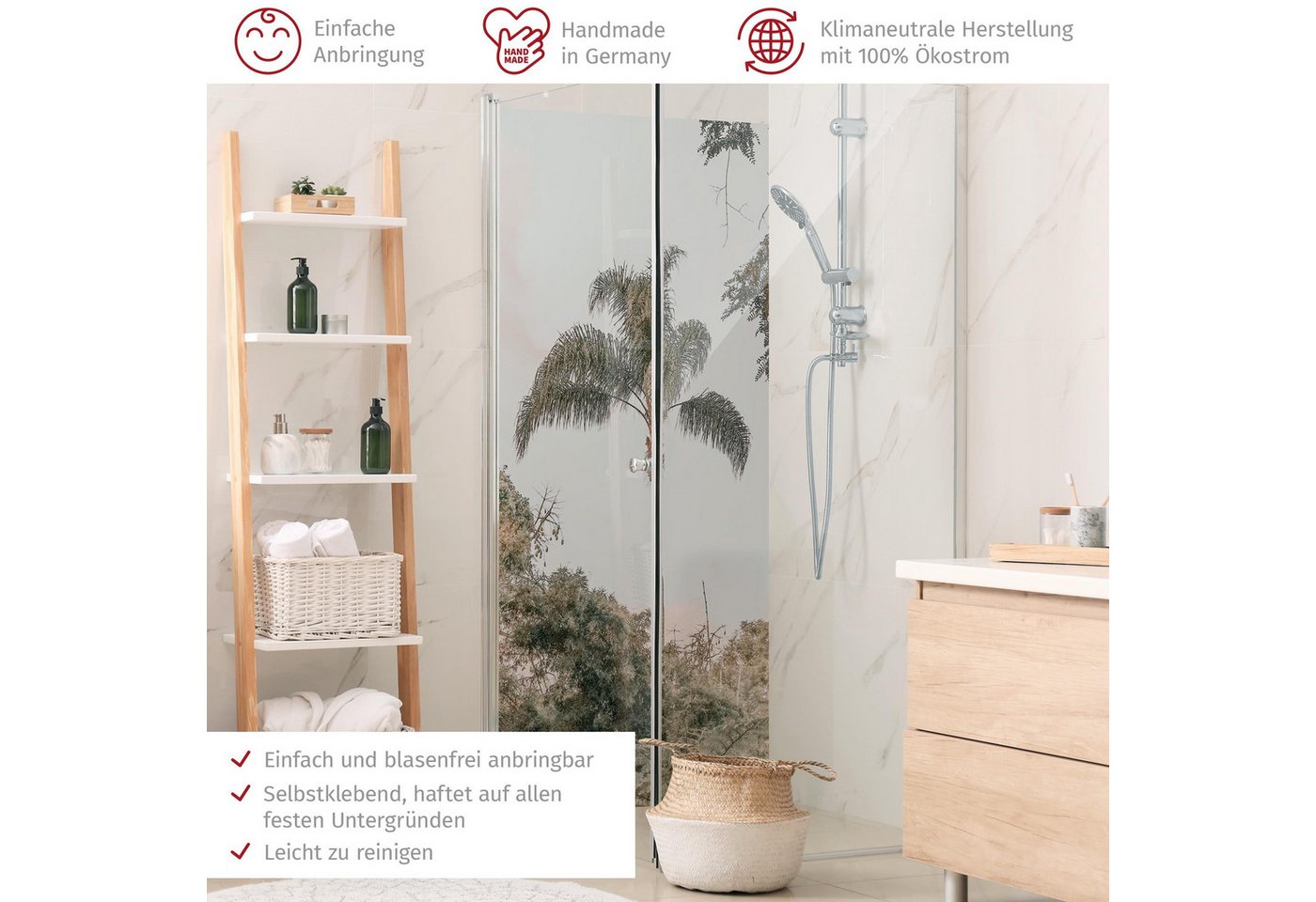 Thumbnail - Bilderdepot24 Badrückwand Strand grün Duschrückwand ohne Bohren Dusche Natur, (1-tlg., Hart-Folie Premium matt 0,61 mm),...