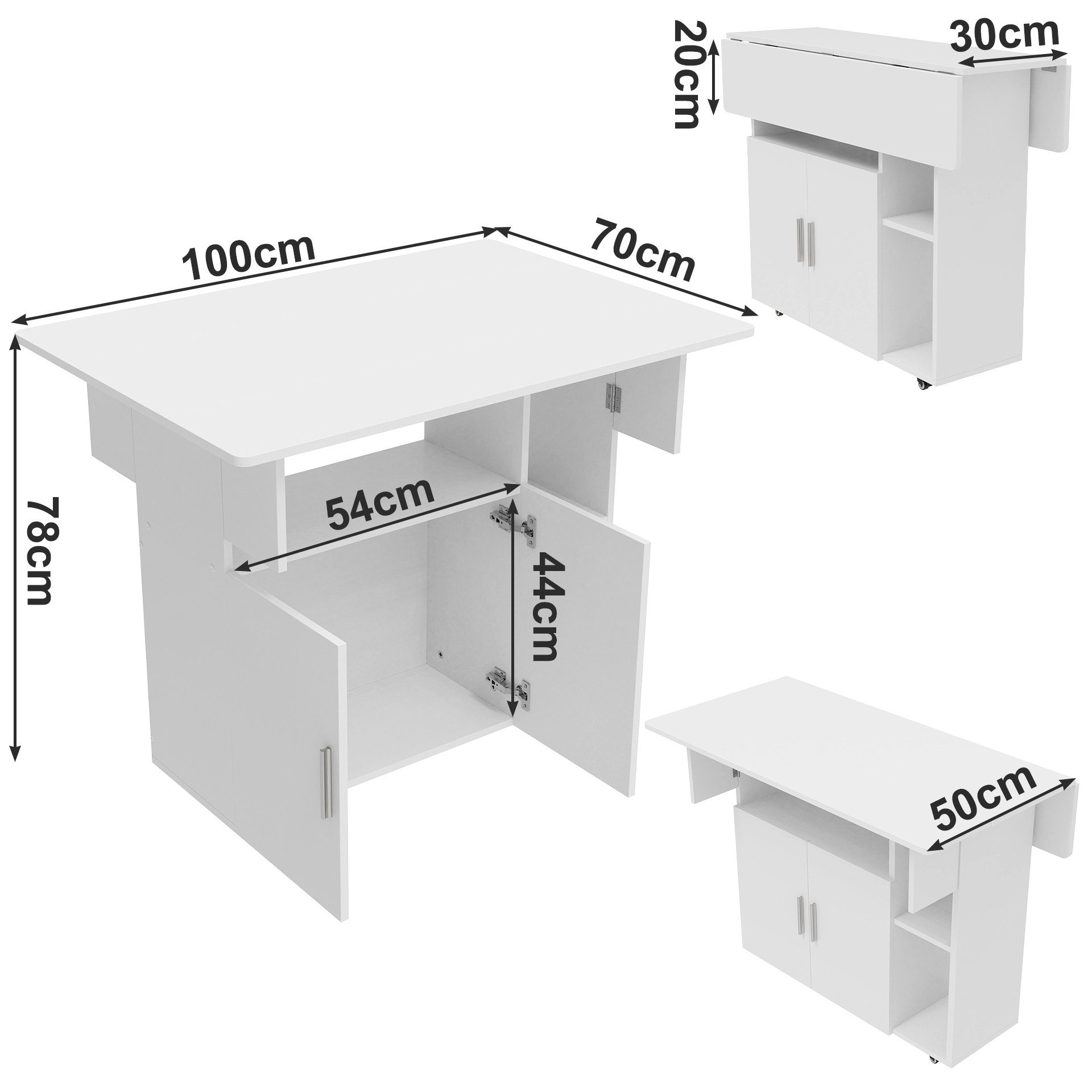 JEOBEST Esstisch Klappbarer Esstisch mit Ablage und Rollen, MDF, (Küchentisch, 1-St., Esstisch für 6 Personen) für Esszimmer und Küche – Bild 5 von 5