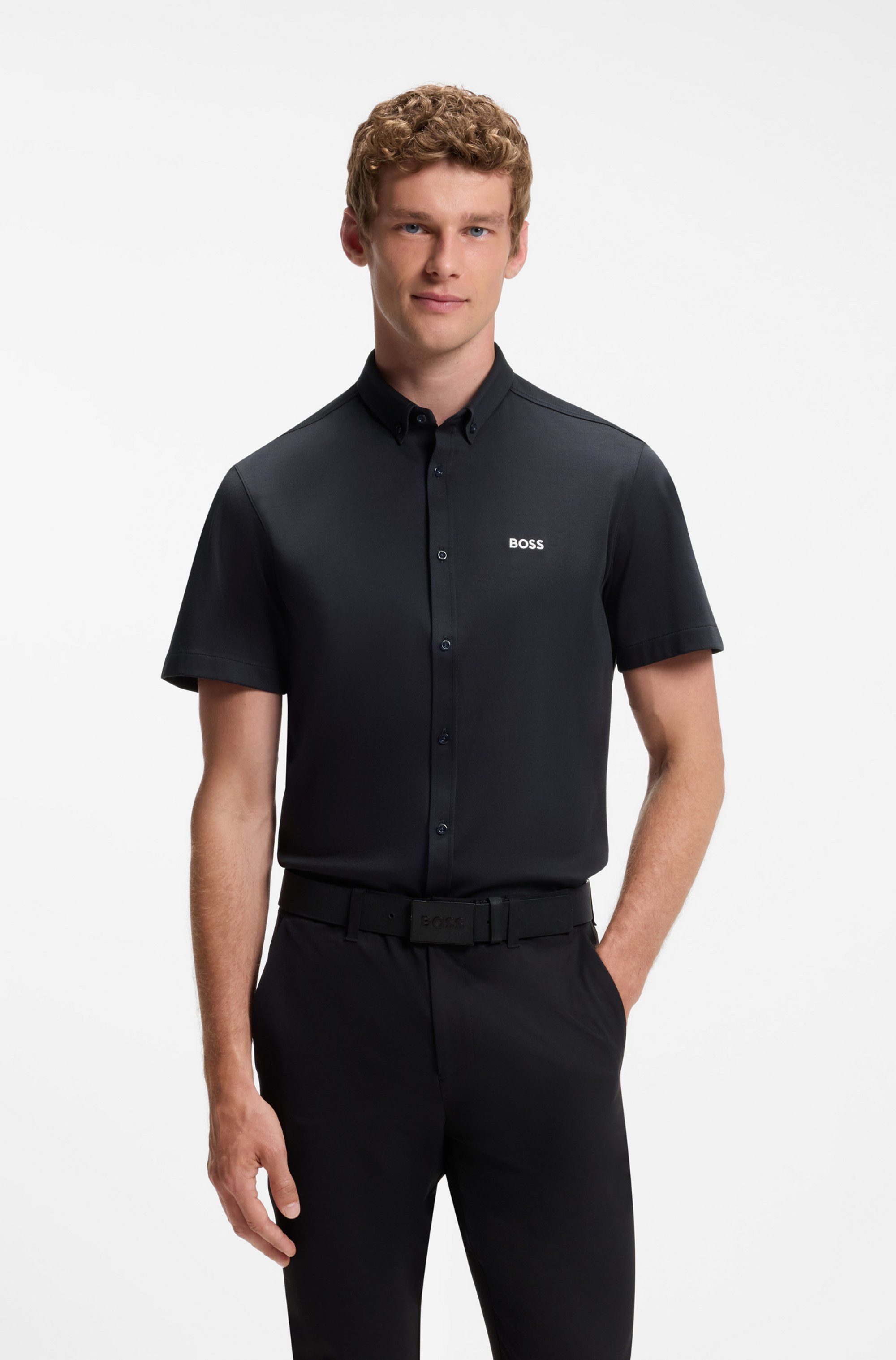 BOSS Green Kurzarmhemd Motion S Regular Fit, Button-down-Kragen, Kurzarm, Logo-Stickerei