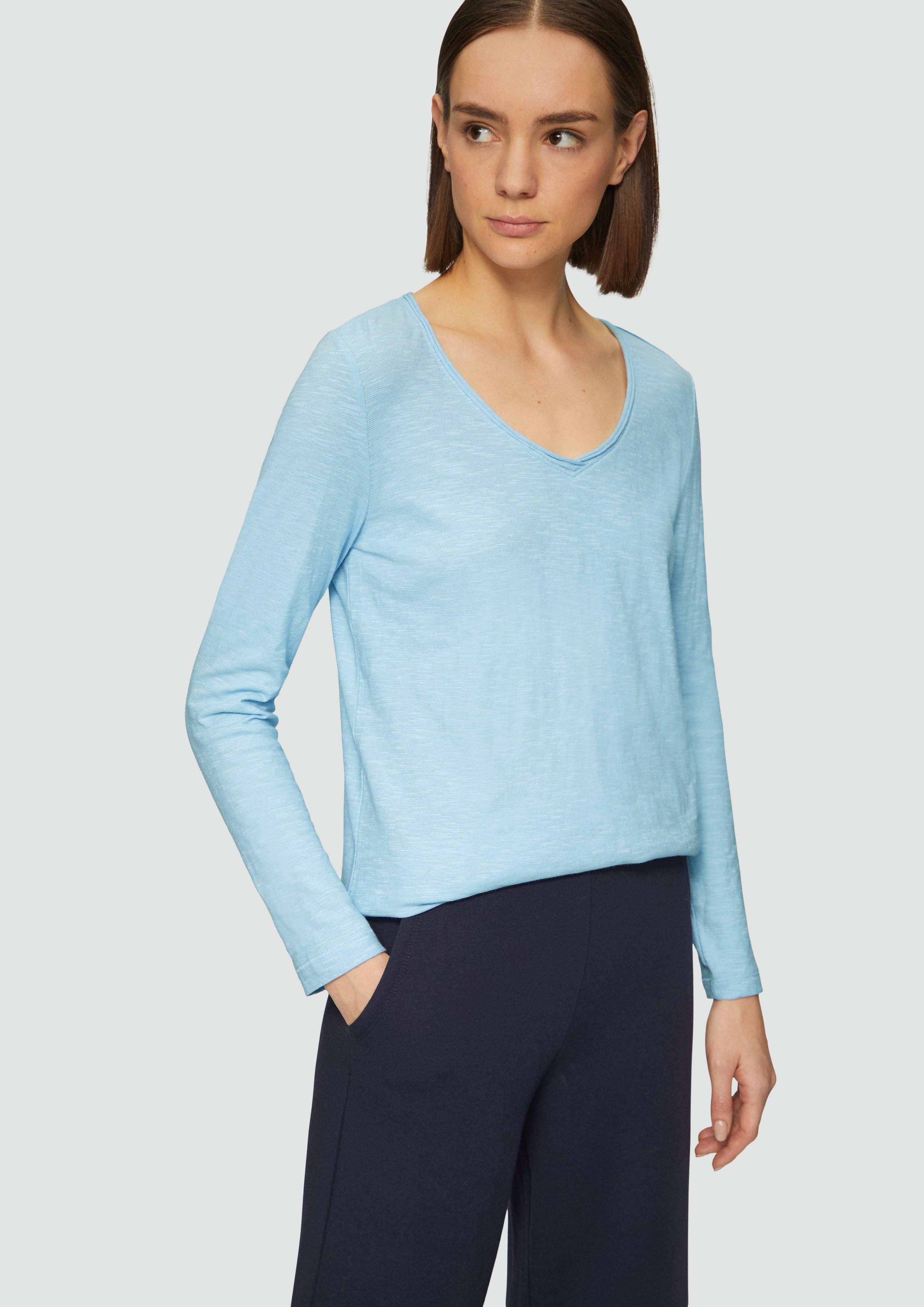 Langarmshirt Langarmshirt aus Slub Yarn mit Rollkanten am Ausschnitt