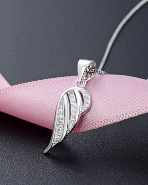 DANIEL CLIFFORD Kette mit Anhänger 'Becky' Damen Halskette Silber 925 Flügel-Anhänger (inkl. Verpackung), 45cm Collier mit Engelsflügel aus 925 Sterlingsilber mit Zirkonia-Kristallen