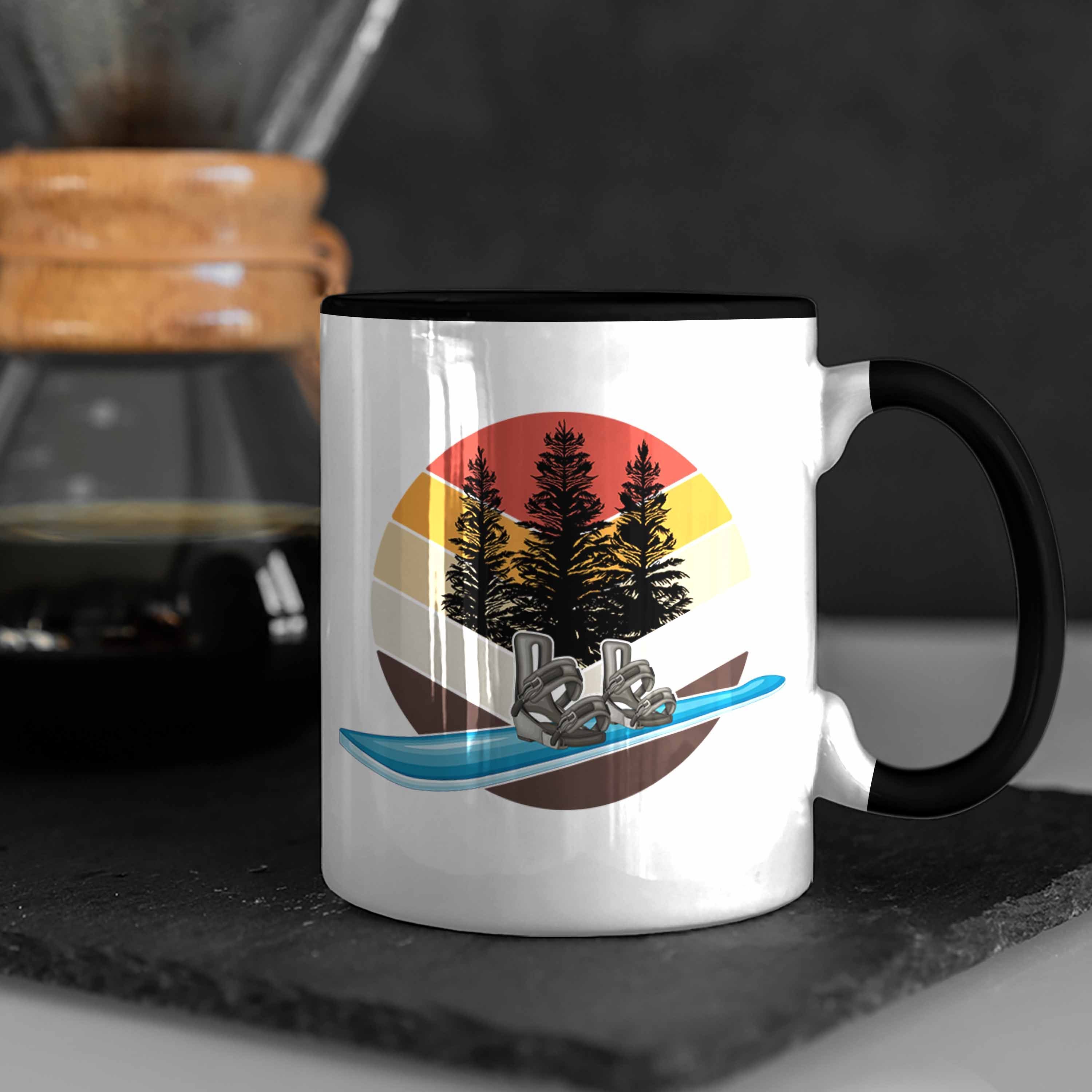 R Tasse Vintage Snowboardfahrer Tasse Trendation Snowboard Geschenkidee Schwarz Geschenk Grafik