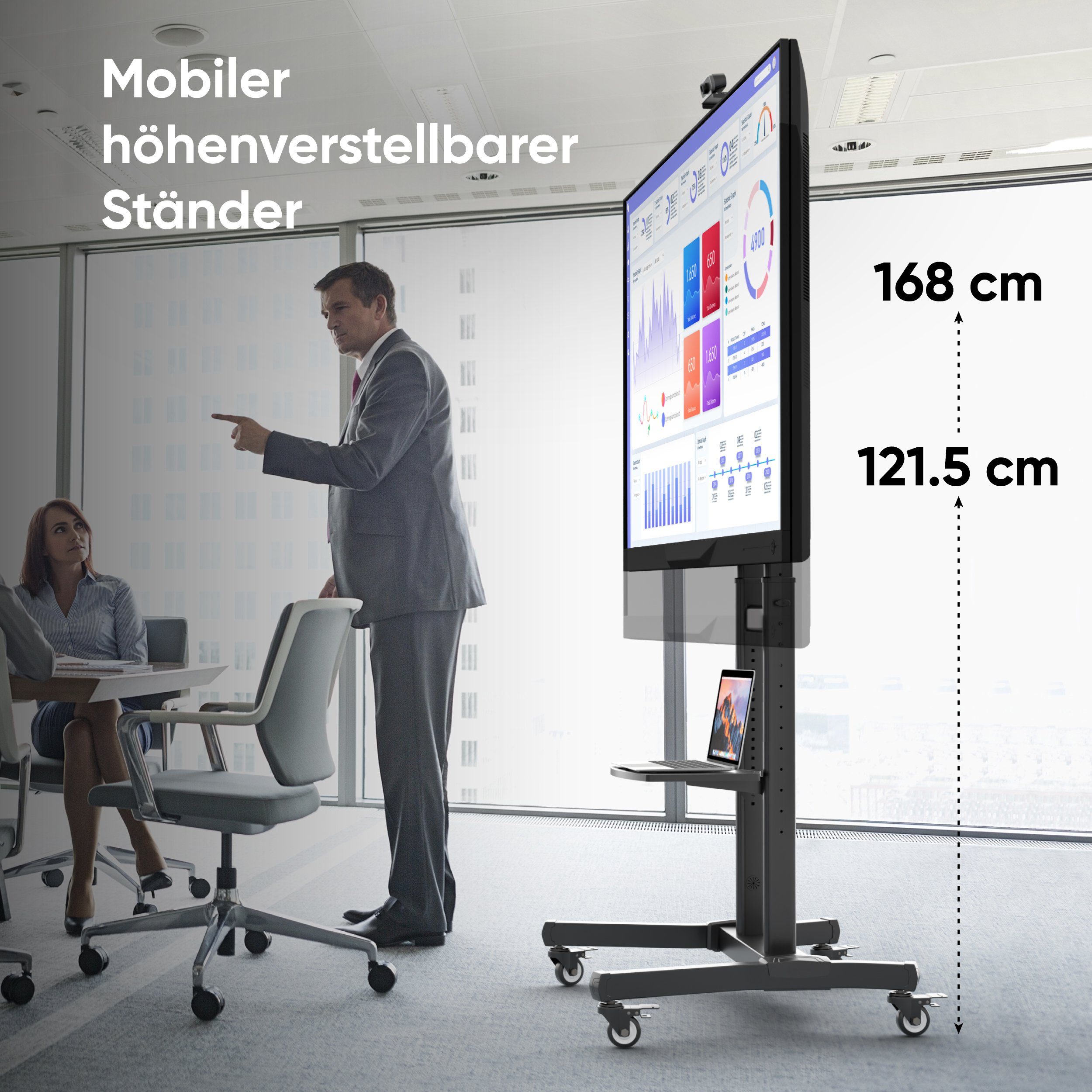 + für TV Ständer, ~ auf bis TV auf 5 Neigungswinkel kg TV Wagen TV 5 von Ständer 90,00 Rollen, VESA TV TV Ständer TV-Ständer, 90 Rollen, (bis ONKRON °, Zoll VESA 90 200x200-800x600) ° Zoll, - Rollwagen, 50-