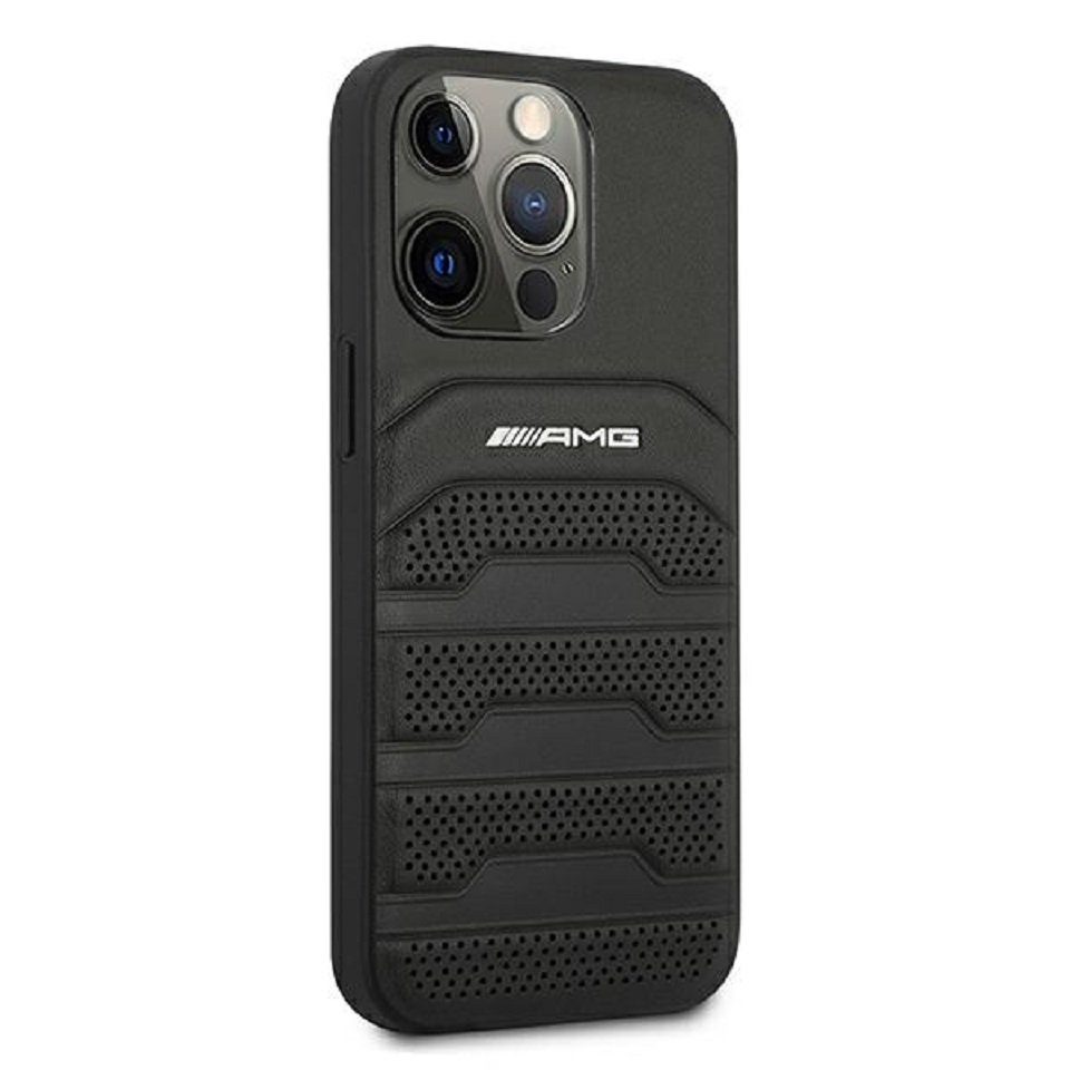 Mercedes Handyhülle AMG iPhone 13 Pro Case Hardcase Echtleder schwarz 6,1 Zoll, Kantenschutz