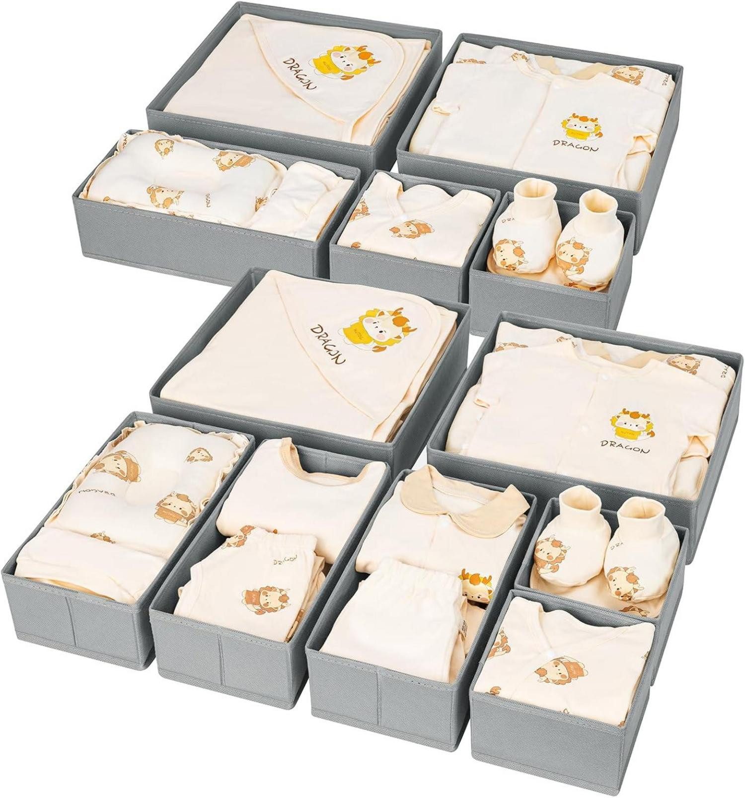 Schubladeneinsatz 12er Set Schrank Organizer Boxen für Kleidung Socken - Faltbare Stoff