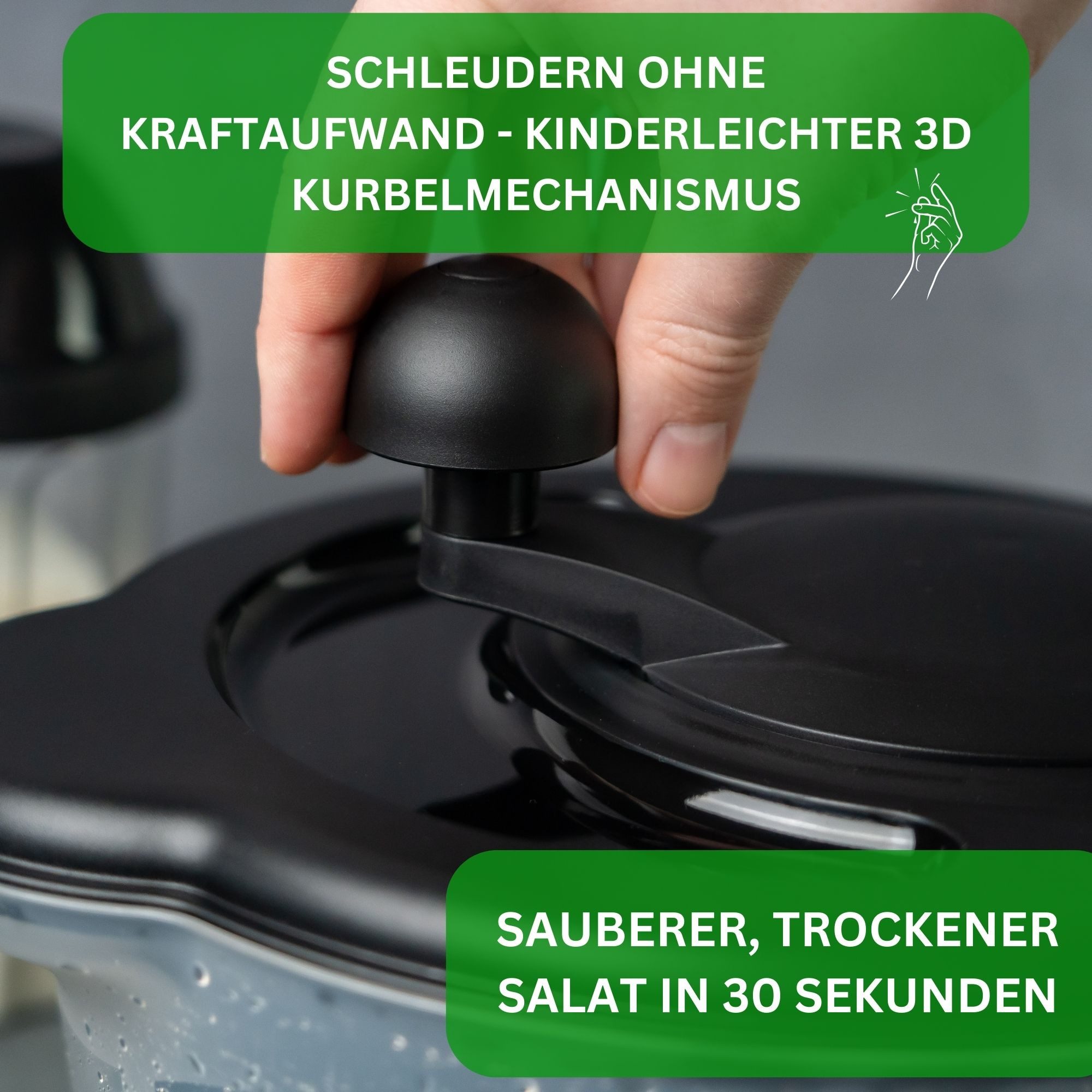 Thiru Salatschleuder Premium Salatschleuder 5L - Made in Germany, 5 Liter, BPA frei, Rutschfest, Leichtes Kurbeln – Bild 2 von 5