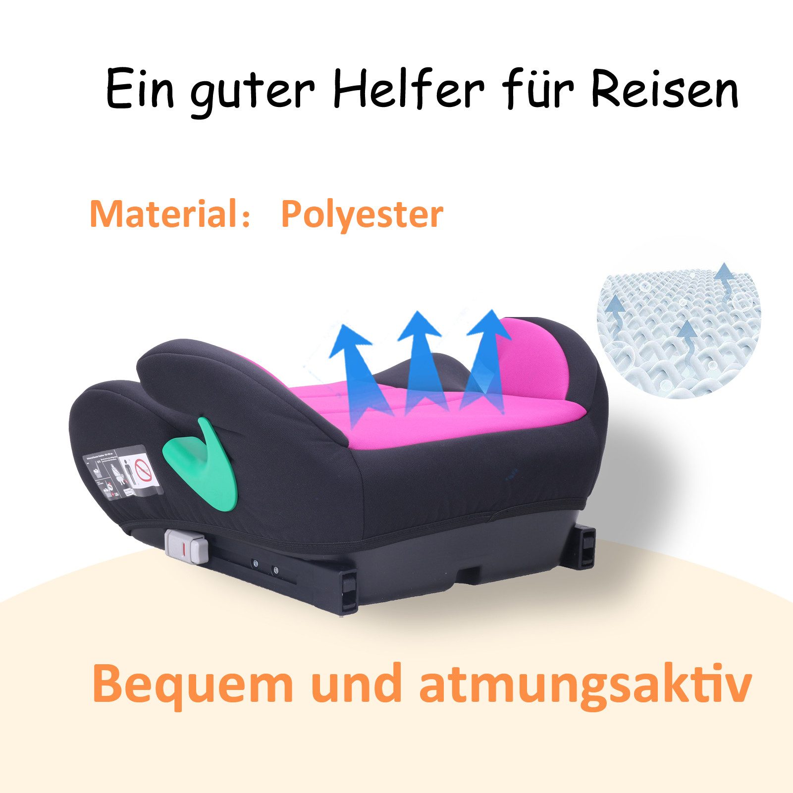Yalion Kindersitzerhöhung YALION Kindersitzerhöhung mit ISOFIX ECE R129 (i-Size) für Kinder, ab: ca.6Jahren, bis: 10Jahren, (3-Punkt-Gurt), i-Size Sitzerhöhunge – Bild 3 von 5