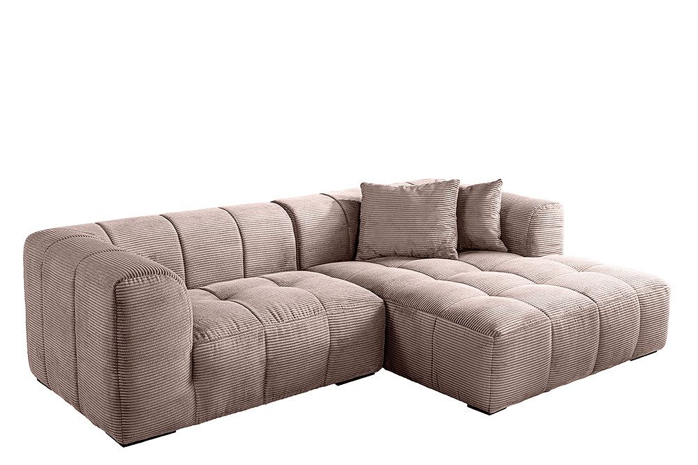 riess-ambiente Ecksofa ZERO GRAVITY 240cm greige · 3-Sitzer Couch in L-Form mit Cordbezug, Einzelartikel 1 Teile, inkl. Kissen · Nosagfederung · Rundum Bezug · Ottomane rechts · Modern