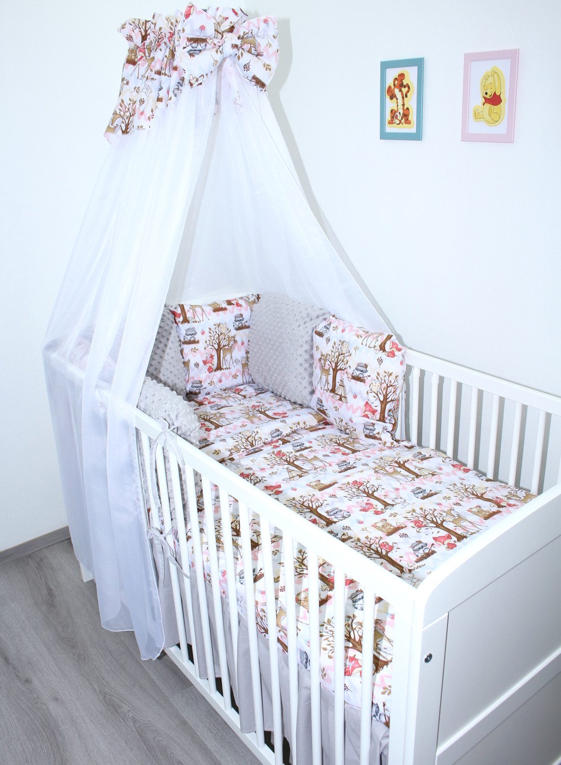 Babybettwäsche Bettwäsche Bettset MINKY - 6 x Kissen -6t -Nestchen Chiffon Himmel