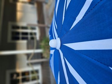 Meinposten Sonnenschirm blau weiß gestreift UV-Schutz 30+ Schirm Strandschirm Ø 150 cm, höhenverstellbar