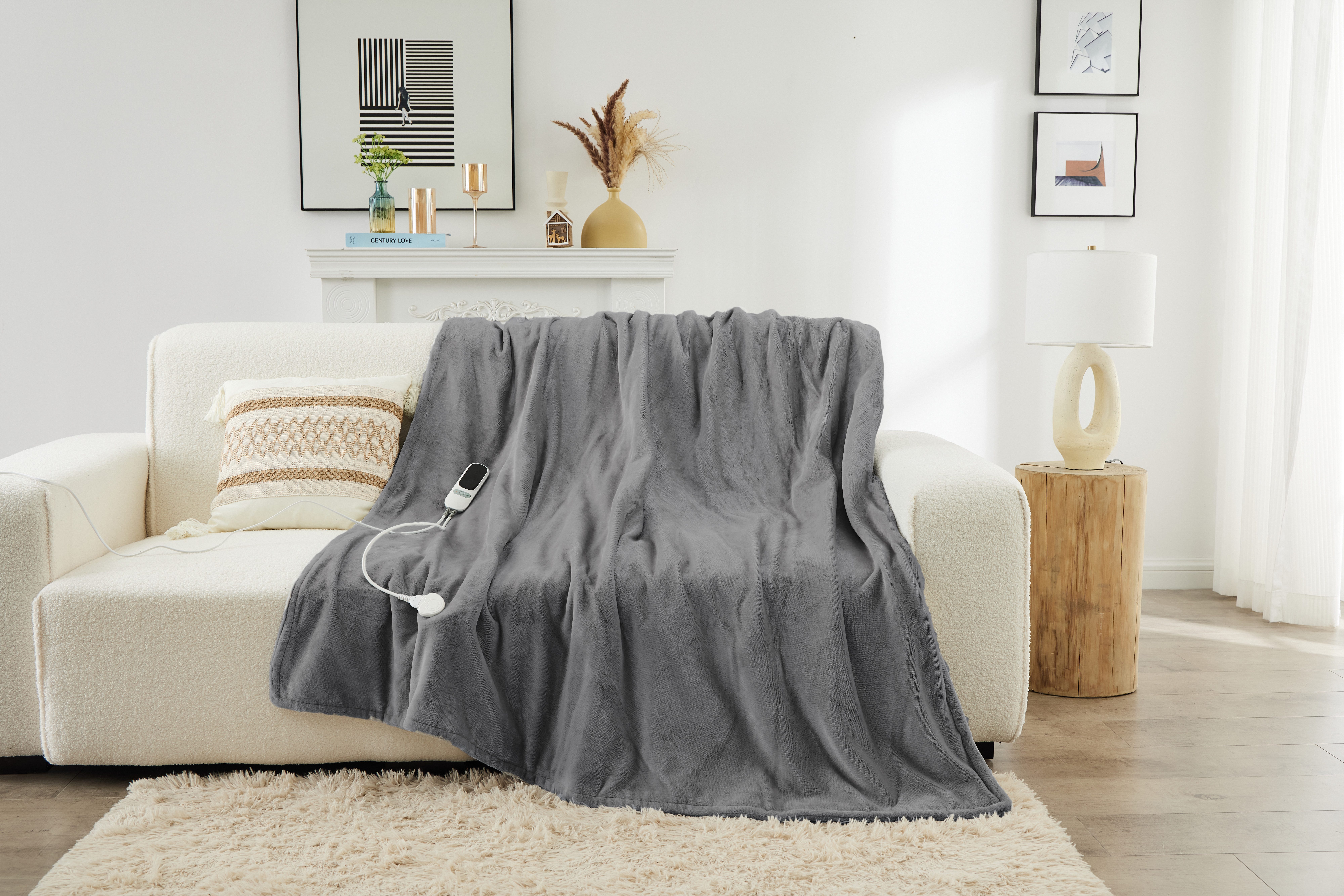 Sonnenkönig Heizdecke Lenny, Leistung 160W, Fleece, Ladestation, Fernbedienung, 160x180 cm, 9 Temperaturstufen mit Überhitzungsschutz, PTC-Heizsystem