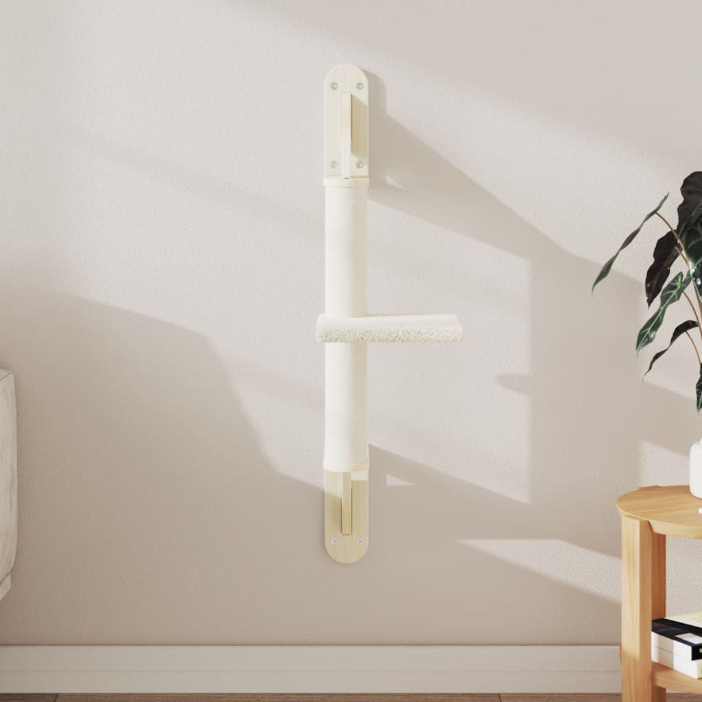 vidaXL Kratzbaum, Kratzbaum mit Kratzsäule Wandmontage Creme 85,5 cm