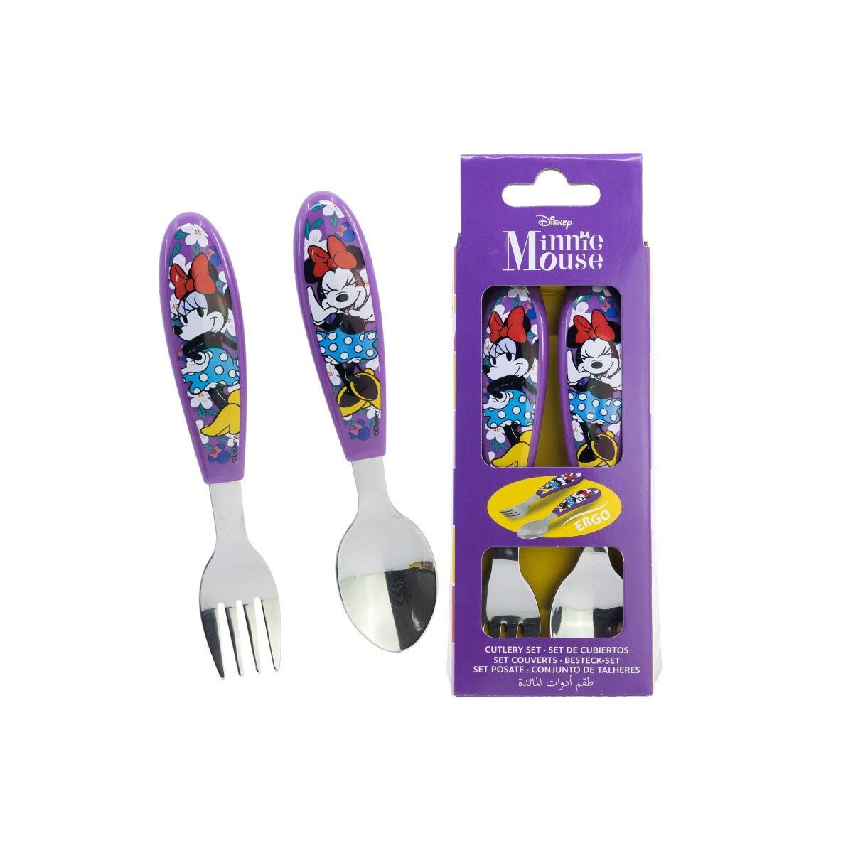 Disney Kinderbesteck Disney Minnie Sunshine Metall-Ergo-Besteckset, 2-tlg. (2-tlg), Edelstahl