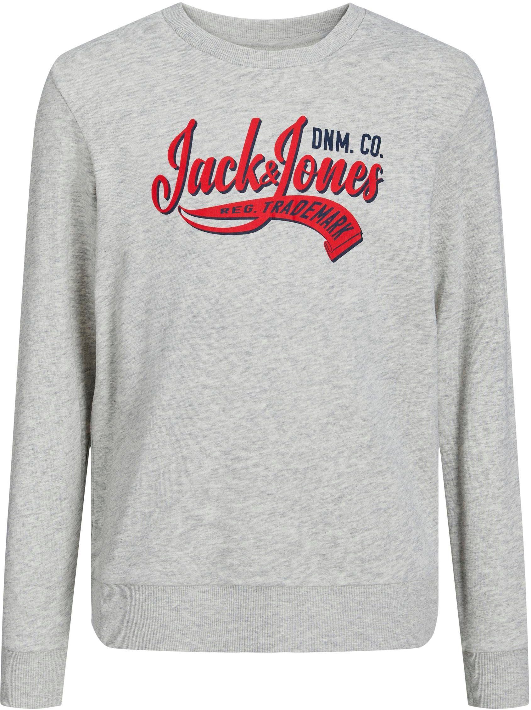 Jones & Junior 2 NECK Jack melange SWEAT white JJELOGO Sweatshirt CREW SS24 JNR COL