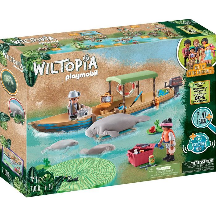 Playmobil® Konstruktions-Spielset Wiltopia - Bootsausflug zu den Seekühen (71010) Wiltopia (71 St) teilweise aus recyceltem Material; Made in Europe