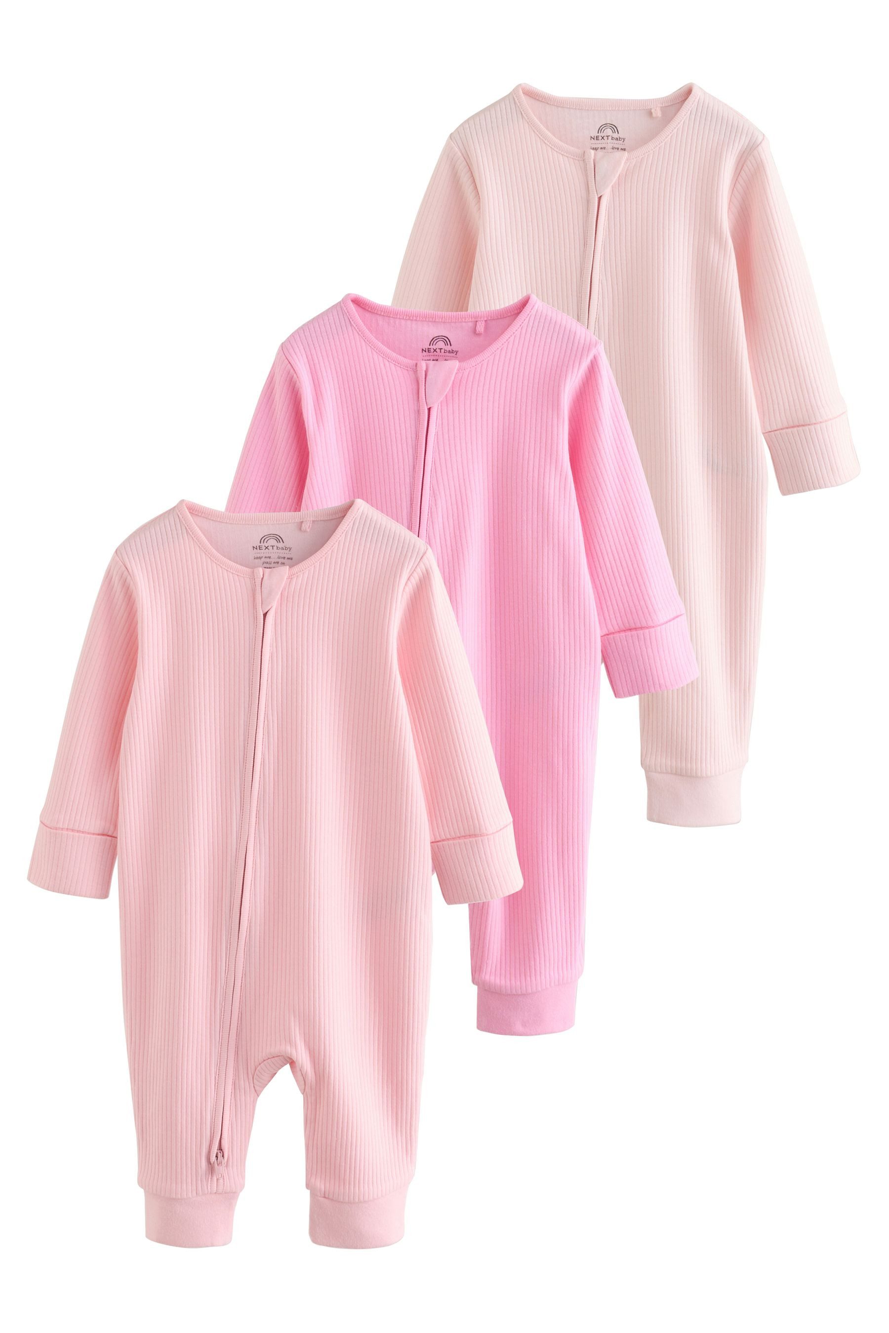 Next Schlafoverall Gerippte Babyschlafanzüge, 3er-Pack (3-tlg)