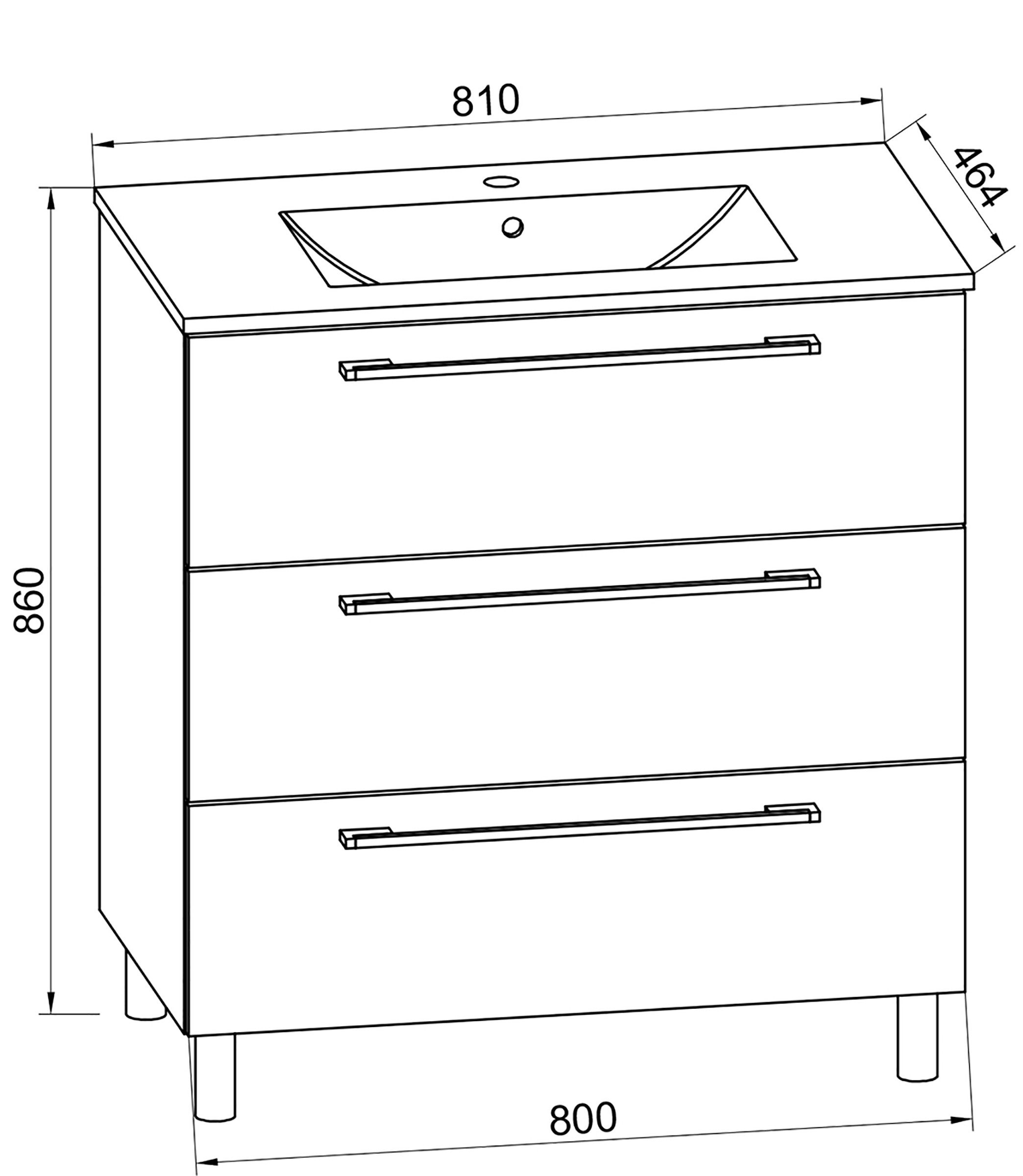 VCM Waschtisch 2 teilig Badmöbel-Set Waschplatz Badinos (Set, 2-St., 1x Unterschrank 1x Waschbecken)