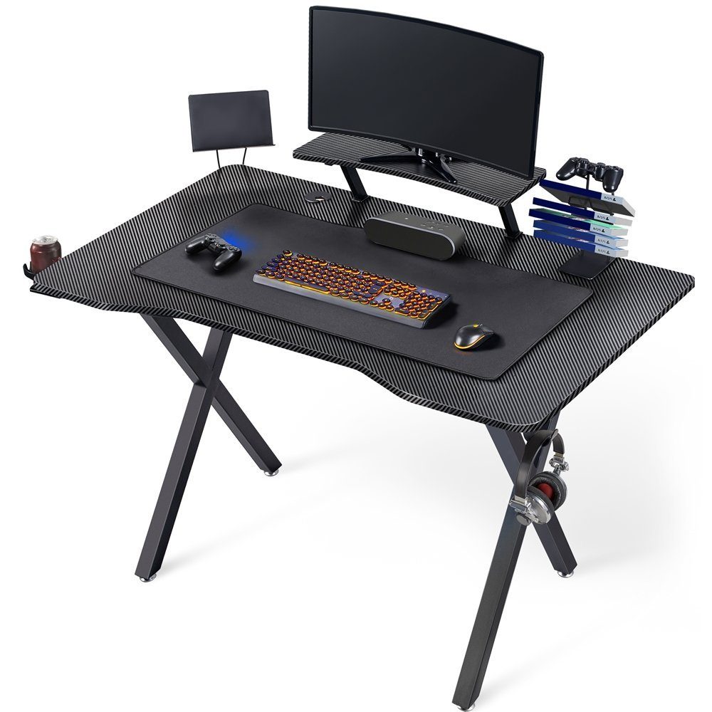 Yaheetech Gamingtisch, mit großer Oberfläche und Mausepad Ergonomisch