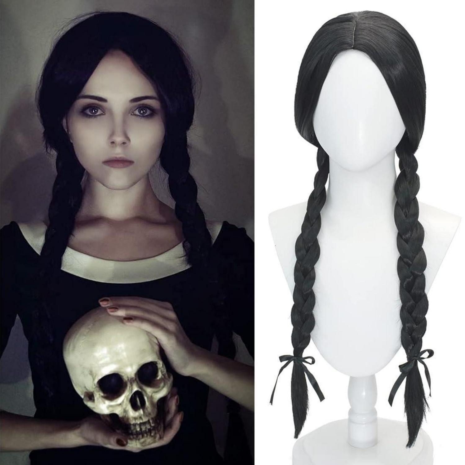 LuxusKollektion Kostüm-Perücke Perücke Cosplay Frauen schwarz geflochten Halloween Mittwoch-Perücke