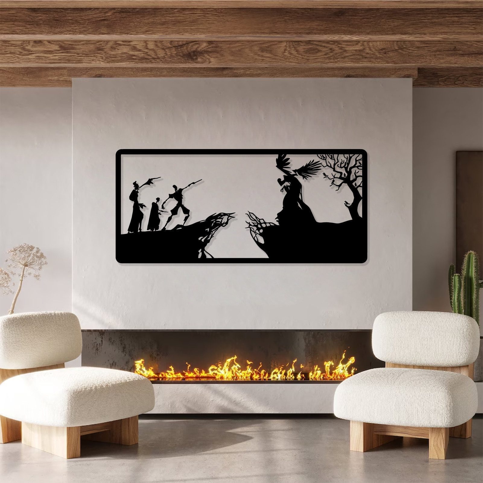Jumpeak Wanddekoobjekt Harry Potter Wanddekorationen aus Metall, Hexenwanddekorationen, Magie (harry potter, weihnachtsdeko,home decoration), Hergestellt aus Metall,Schwarz,weiß,Gold, Silber,90×41cm