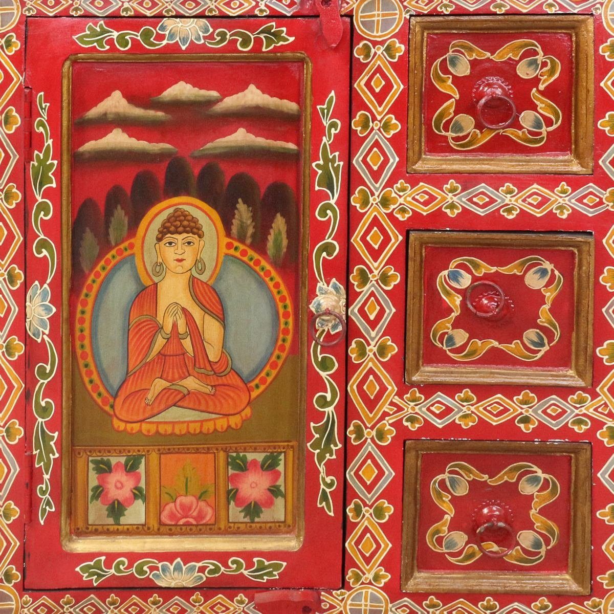 cm Oriental Norbu Wandschrank Handarbeit Galerie Rot Mehrzweckschrank Tibet 76