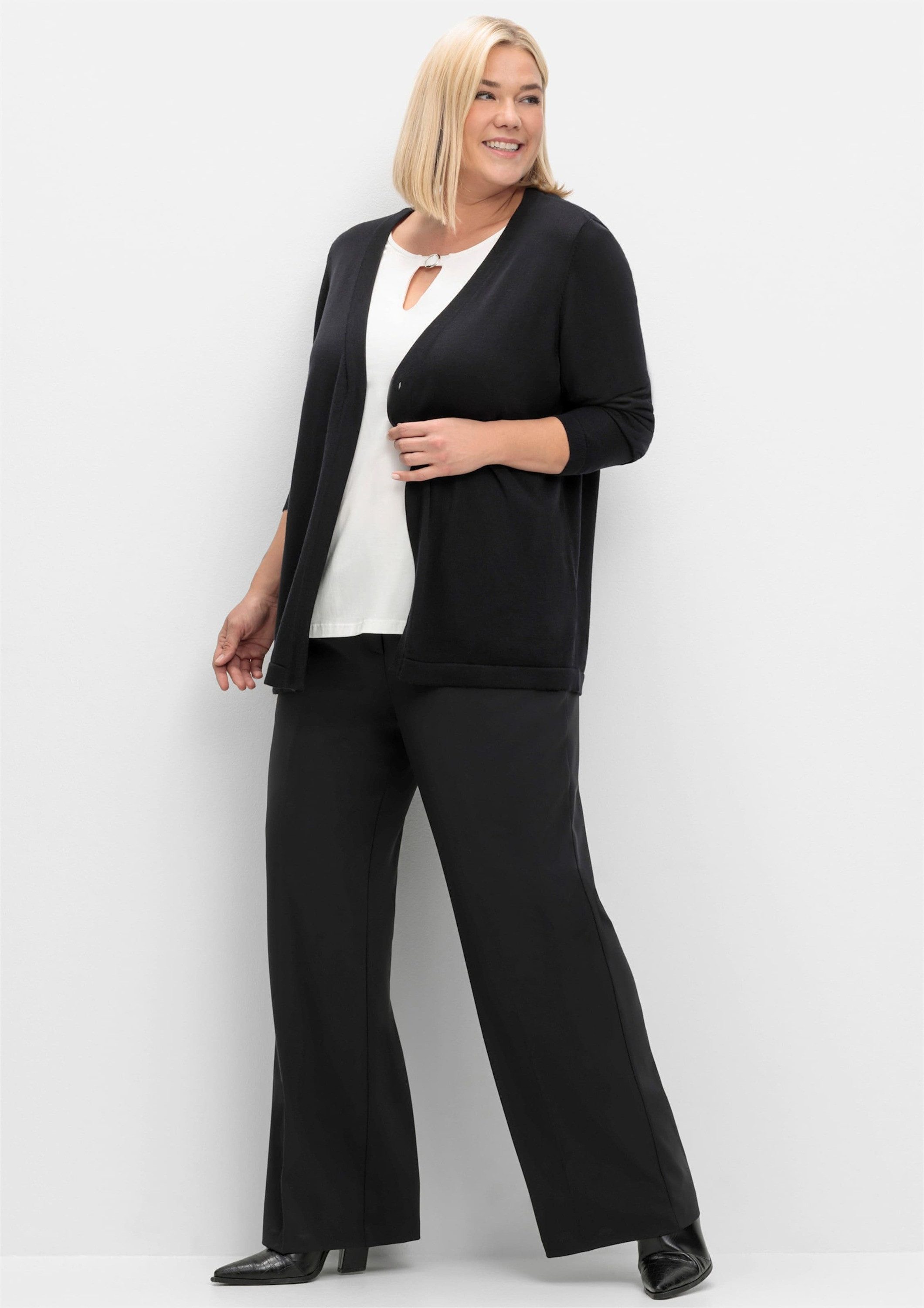 Sheego Strickjacke Strickjacke Langarm aus feinem Viskosemix günstig online kaufen