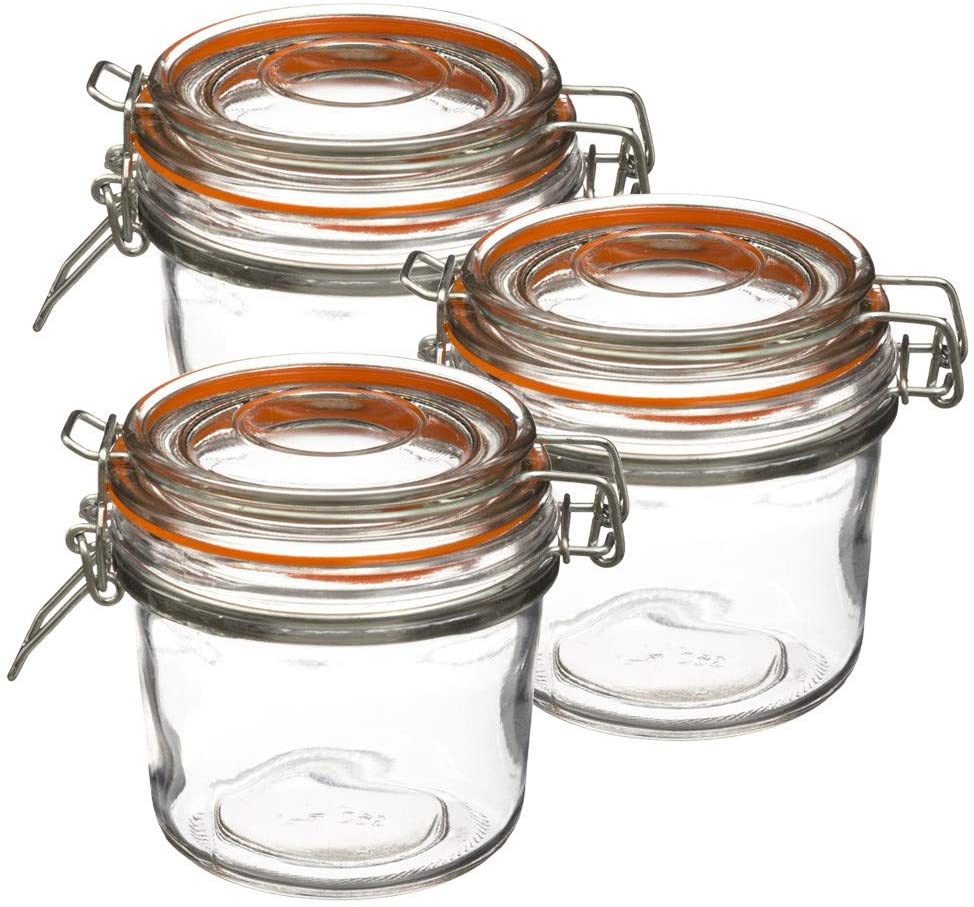 Secret de Gourmet Vorratsglas Glas mit Deckel und Clip, 350 ml, 3 Stück, Glas, (einzeln, 0-tlg., einzeln)
