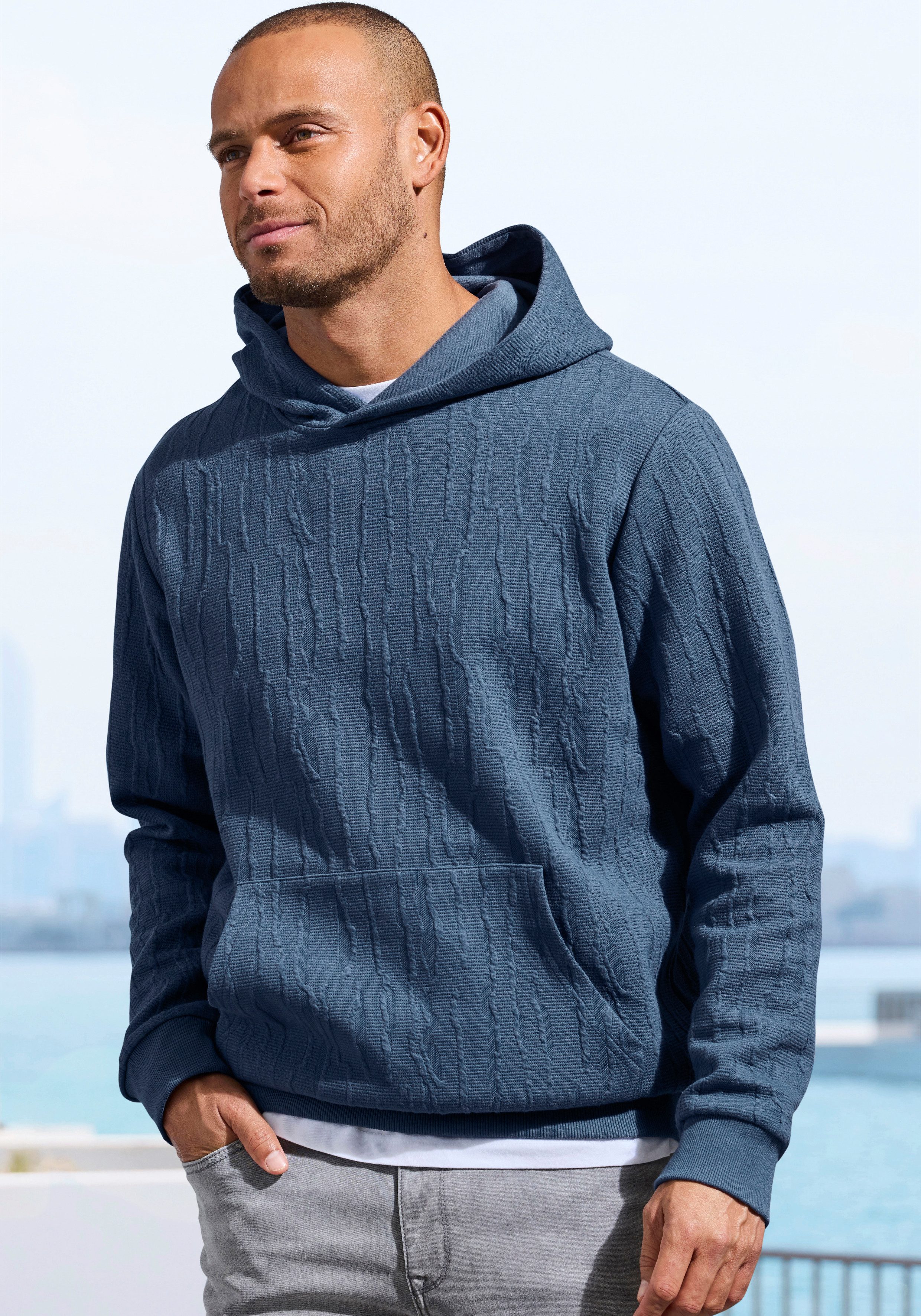 Hoodie - Struktur Sweat mit Kapuze