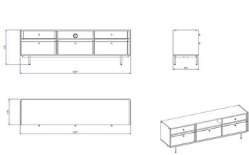 Beautysofa TV-Schrank Moderner, stilvoller, geräumiger TV-Schrank mit Schubladen ARROCCO Farbe: weiß, beige, schwarz, pastellgrün, B:181/H:57/T:42cm