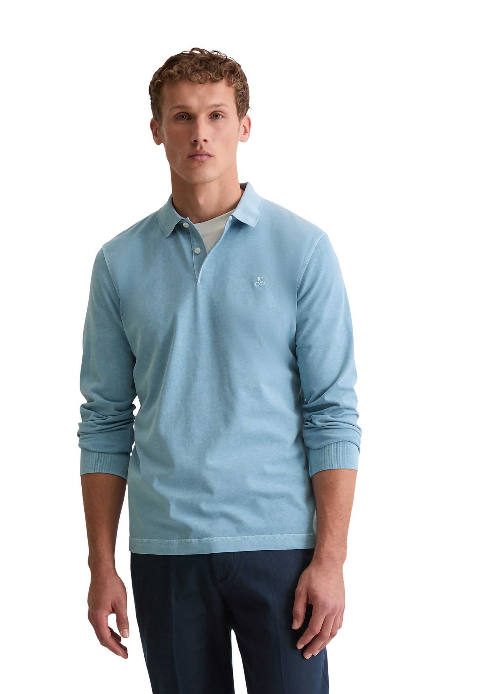 Marc O'Polo Langarm-Poloshirt aus soft-touch Bio-Baumwoll-Jersey