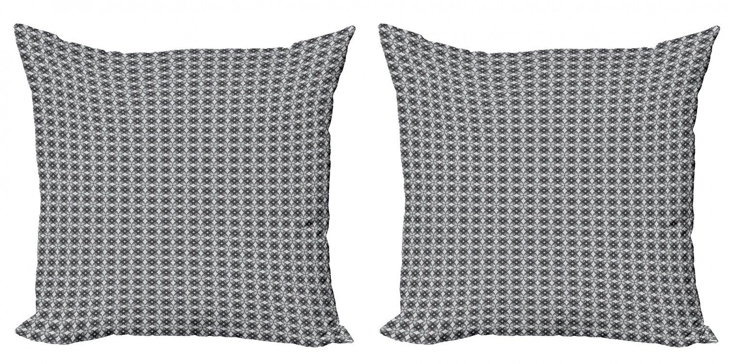 Kissenbezüge Modern Accent Doppelseitiger Digitaldruck, Abakuhaus (2 Stück), Grau Retro Einfache Blumenmotive