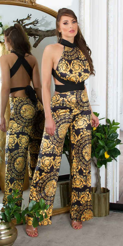Koucla Jumpsuit »rückenfreier, eleganter Overall mit schönem Print, Damen Abendmode«