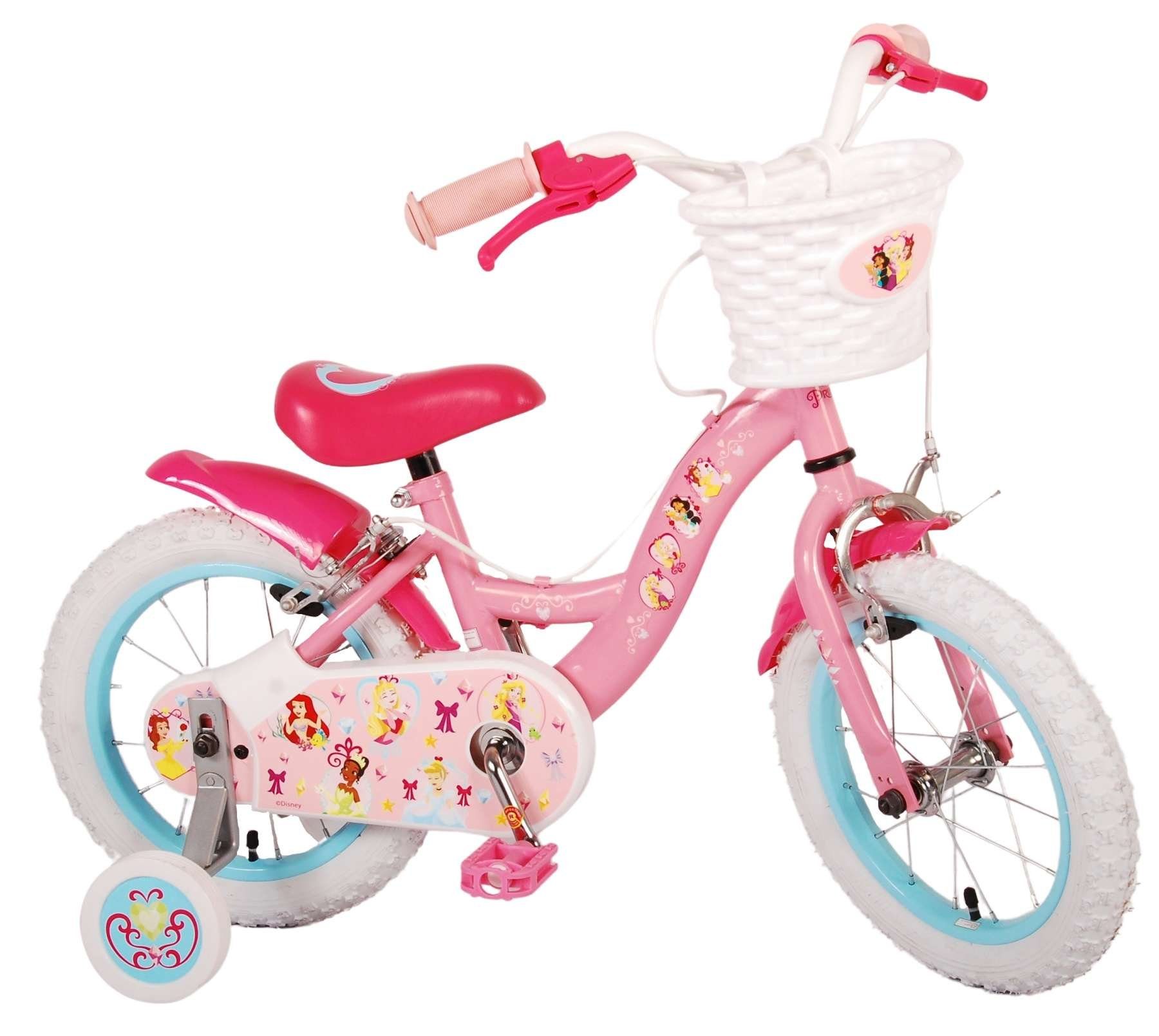 Volare Kinderfahrrad Disney Princess - Mädchen - 14 Zoll - Rosa - Zweihandbremsen, bis 60 kg, 85% zusammengebaut, 3,5 -5Jahre