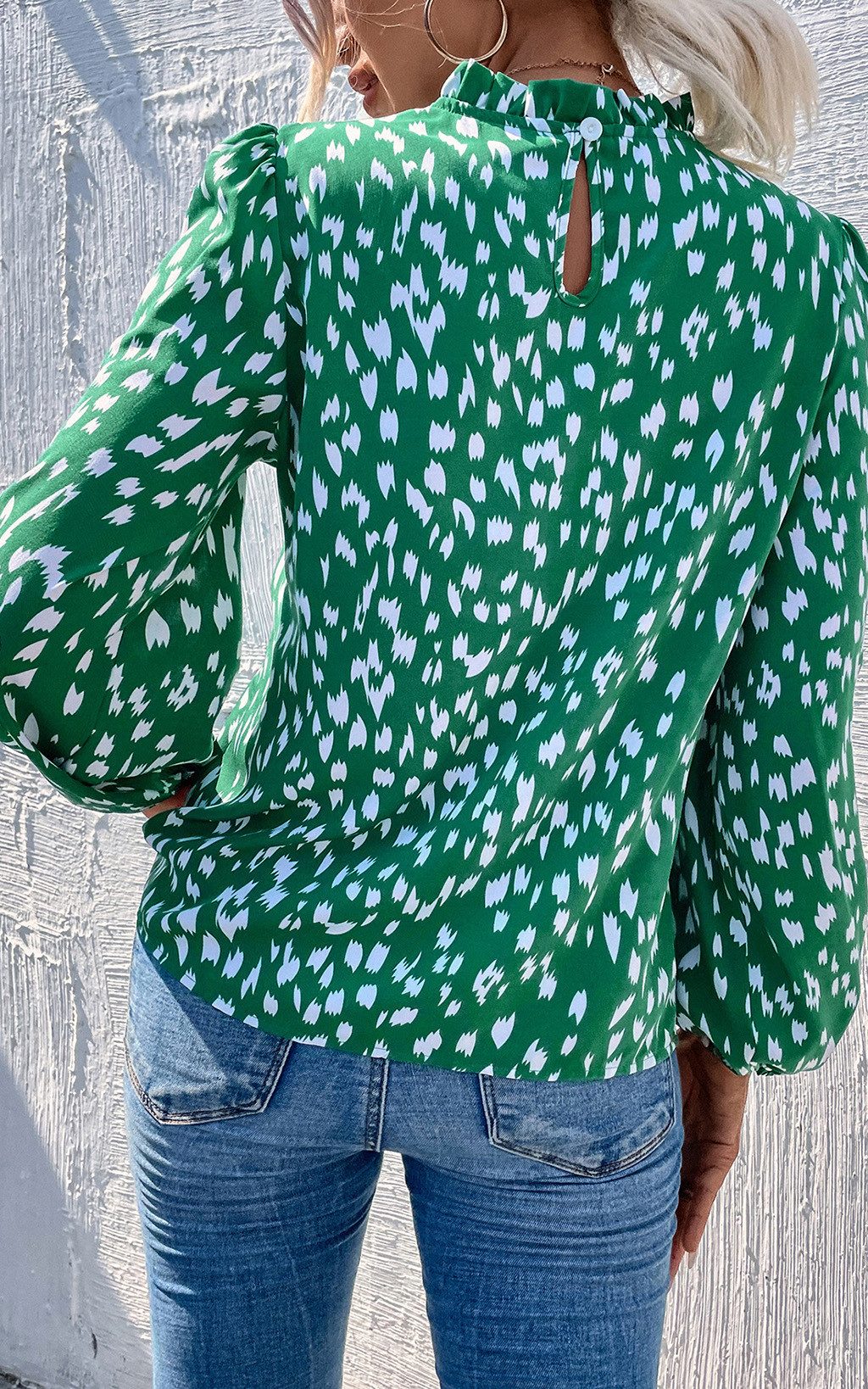 FS Collection Langarmbluse Damen Bluse hochgeschlossenes Oberteil mit Rüschendetail & Blumendruck (XS (UK 8 / EU 36) S (UK 10 / EU 38) M (UK 12 / EU 40) L (UK 1 – Bild 4 von 4