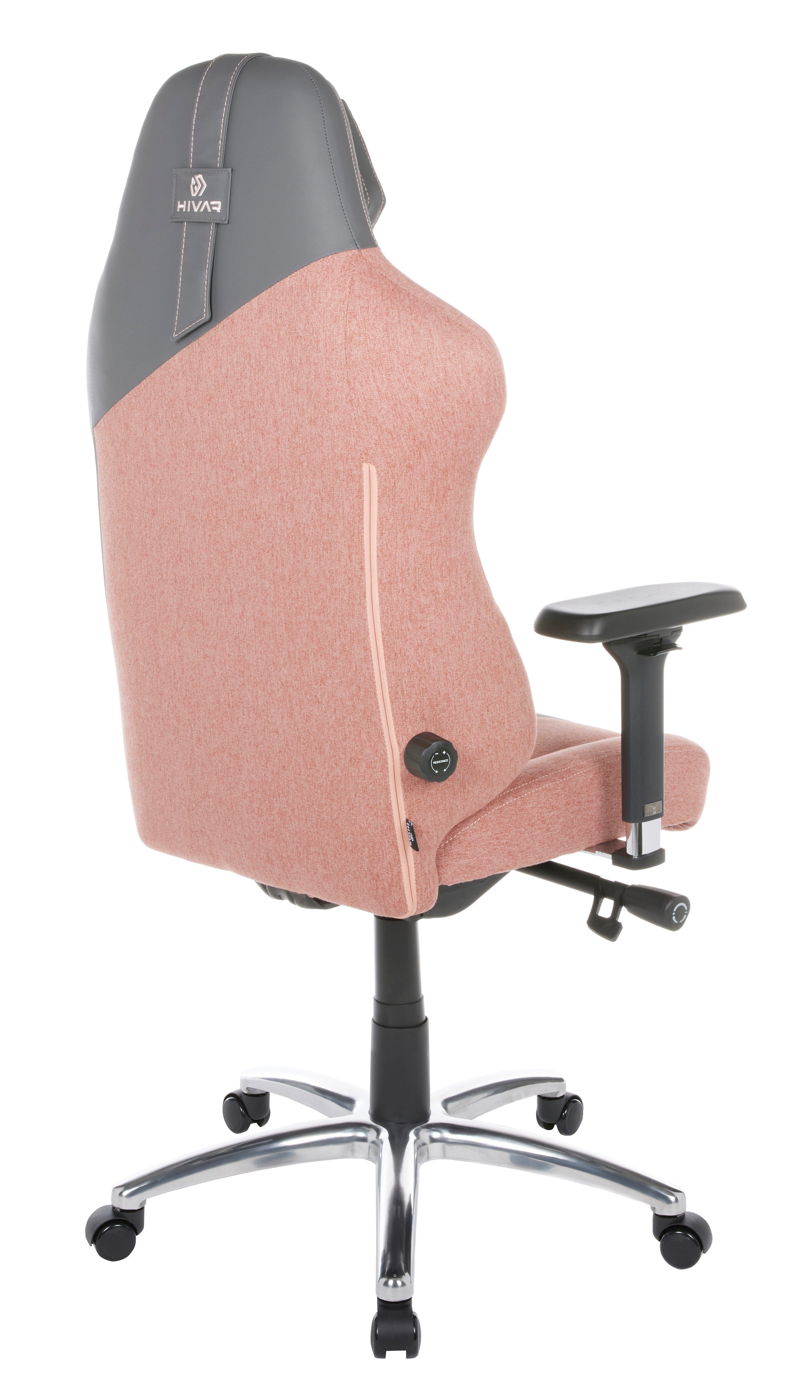 HIVAR Gaming-Stuhl 130 Armlehnen, höhenverstellbare 4D Fußkreuz: Rückenlehne, ROSE, Sitztiefenverstellung, Synchronmechanik, Wippwiderstand, Silver TÜV Lordosenstütze, kg Belastbarkeit geprüft, SKYLAR